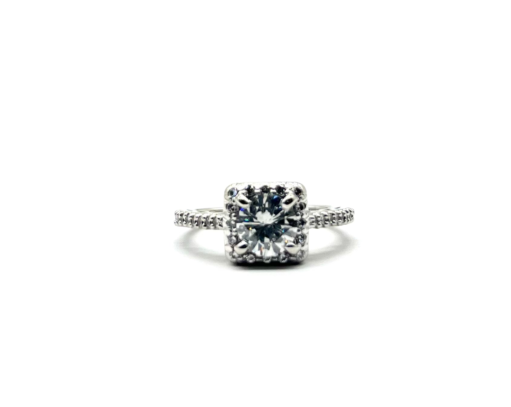 1.10 Carat Total Weight (CTW) Diamond Square Halo Engagement Ring - 14K White Gold Wedding Band for Women, Perfect for Proposals, Anniversaries & Special Occasions
