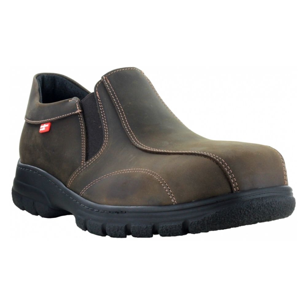 Mellow Walk Quentin Men's Slip-On Work Shoes - Metal-Free Composite Toe, Lightweight & Comfortable, Brown (541128) - Ideal for Construction, Warehouse & Industrial Safety Work