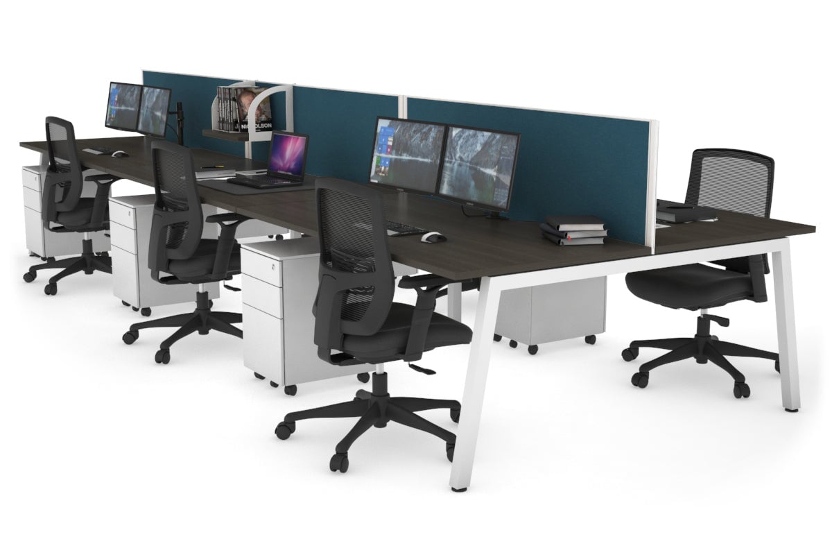 Quadro 6-Person Office Workstation Desk - 1400L x 800W with Cable Management - Perfect for Team Collaboration & Open Office Spaces