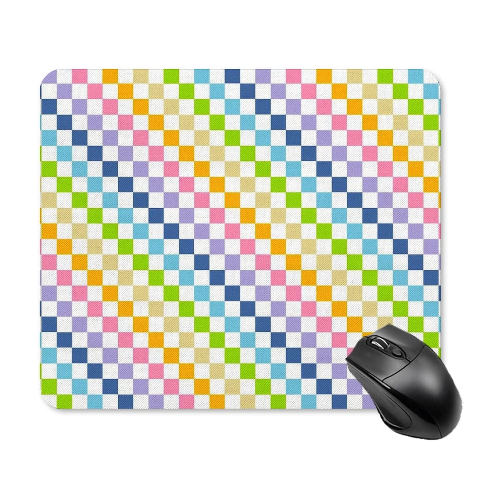Checkerboard Rainbow Non-Slip Rubber Mouse Pad - 25x30cm Computer & Laptop Gaming Mat for Office, Home, and School Use
