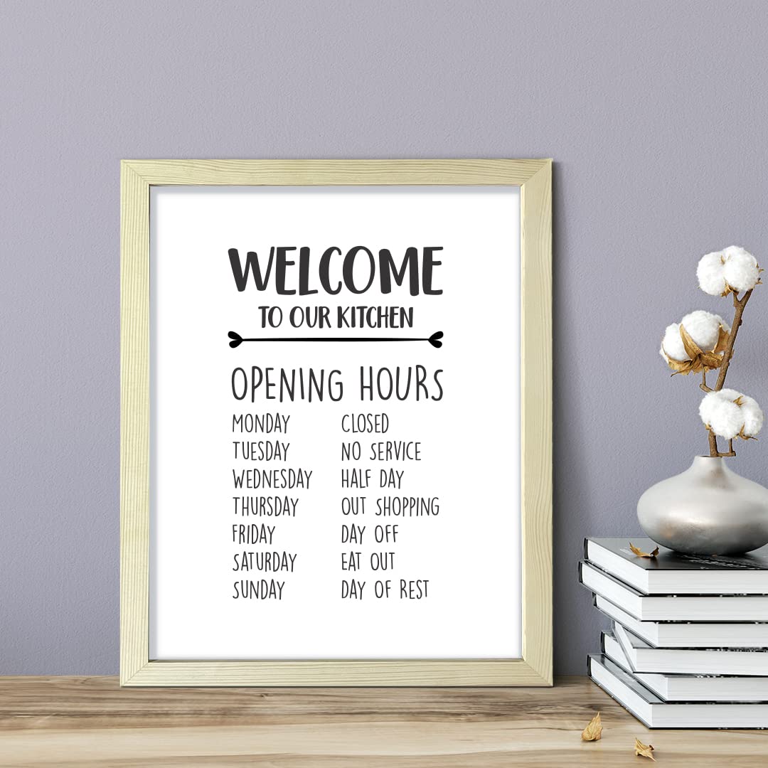 11 x 14 Wooden Framed Print Wall Art for Kitchen Decor - Rustic Home Sign with Welcome Message, Perfect for Dining Room & Farmhouse Style Interior Design
