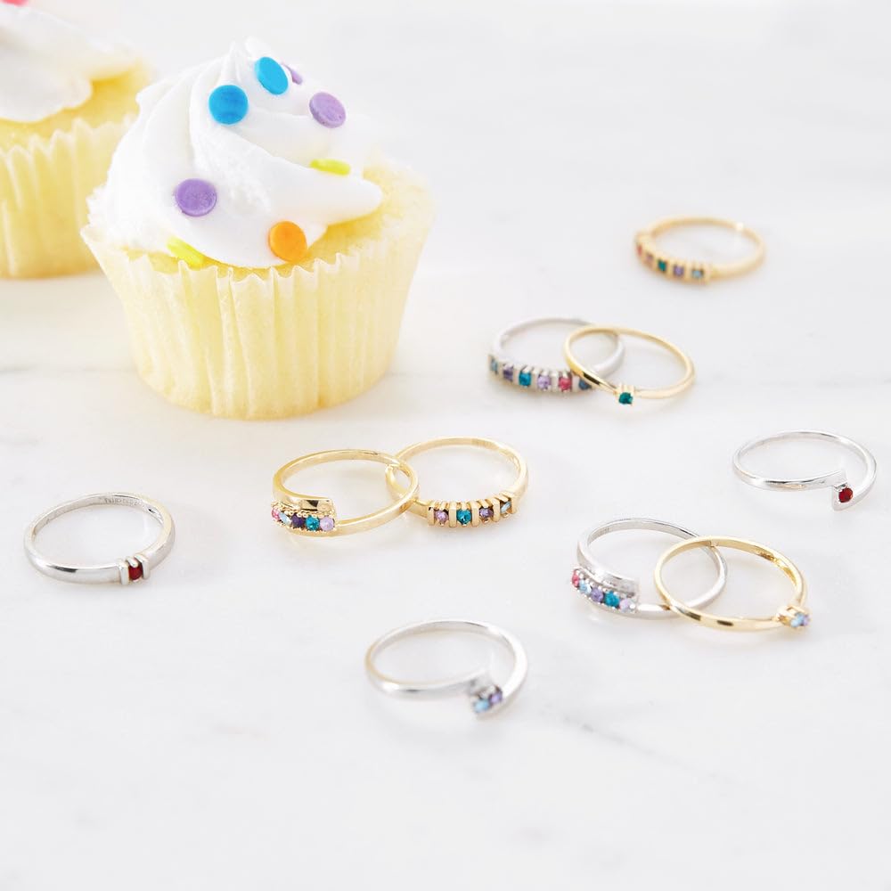 EVE'S ADDICTION Sterling Silver 3-Stone Birthstone Ring for Mom - Personalized Mother's Jewelry Gift - Perfect for Birthdays, Anniversaries & Mother's Day