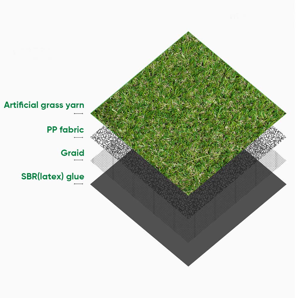 Premium 1.38 Inch 4-Tone Artificial Grass Turf - Indoor/Outdoor Synthetic Lawn for Pets, Balcony & Garden - Realistic Fake Grass Rug (3.3FT x 5FT) - Perfect for Patio, Landscaping & Play Areas