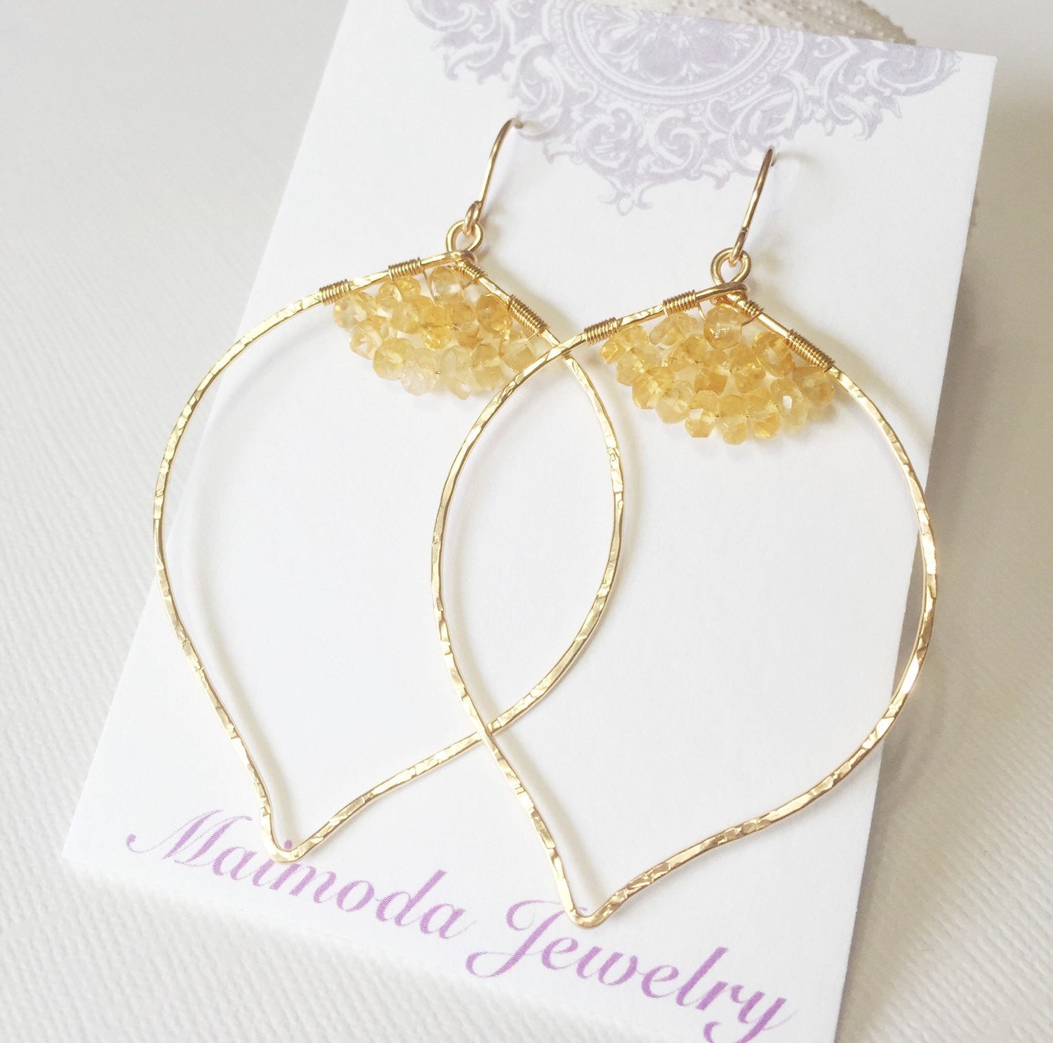 Malie Citrine Earrings (E201) - Elegant Gemstone Jewelry for Women, Perfect for Parties & Special Occasions