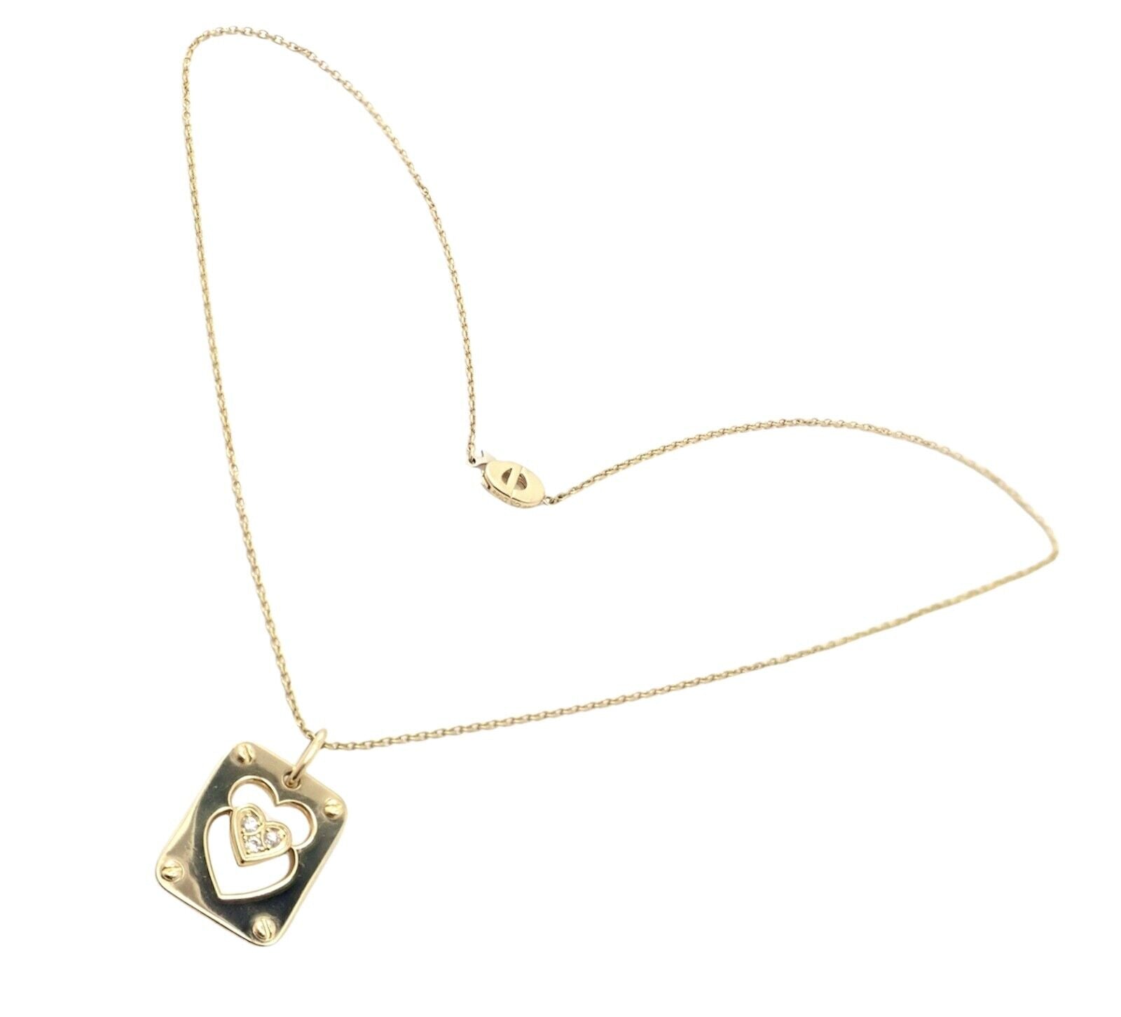 Exquisite Christian Dior 18k Yellow Gold Diamond Ace of Hearts Pendant Necklace - Luxury Jewelry Gift for Women - Perfect for Anniversaries & Special Occasions