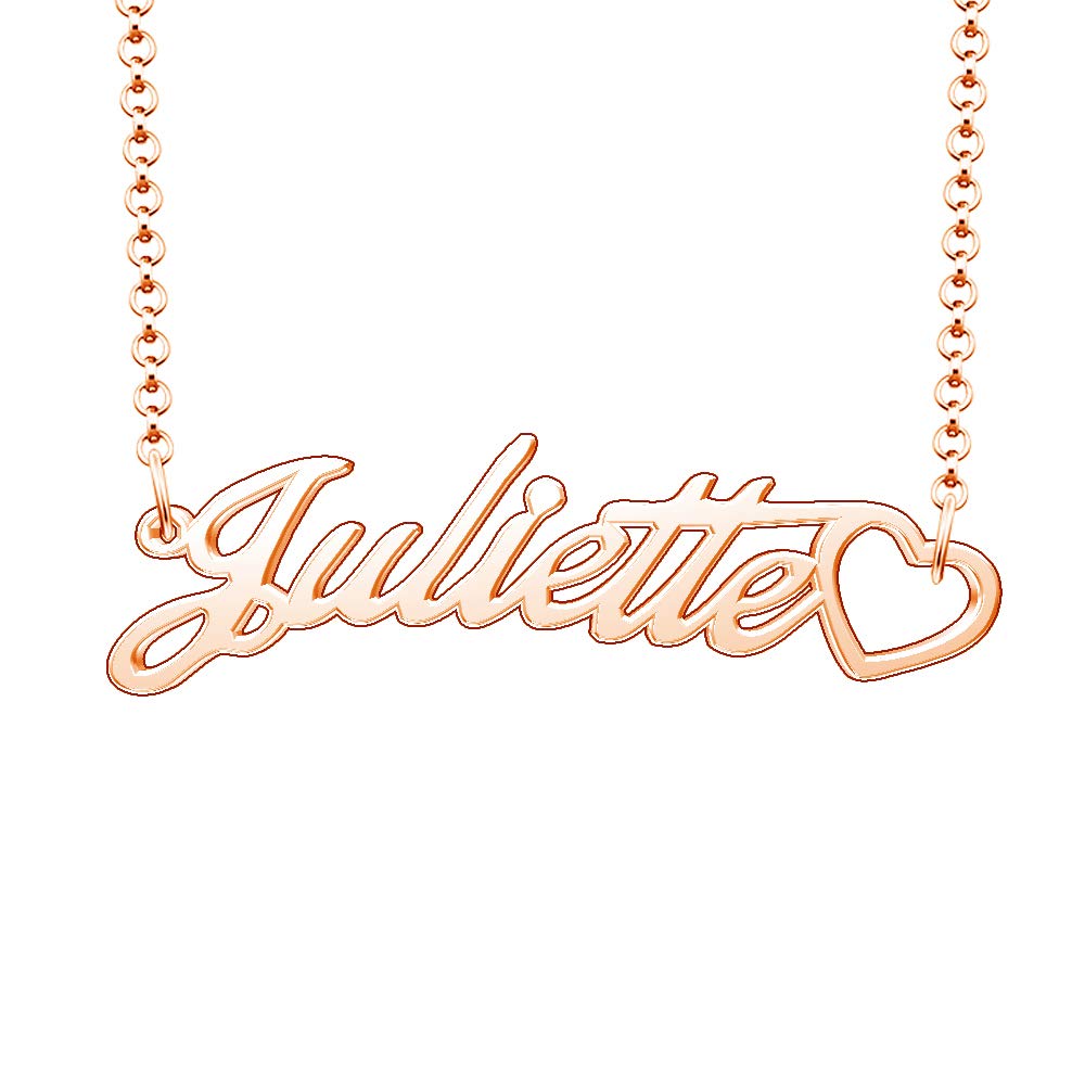 Personalized Rose Gold Plated Heart Pendant Necklace with Custom Name - Perfect Gift for Anniversary, Valentine's Day & Mother's Day