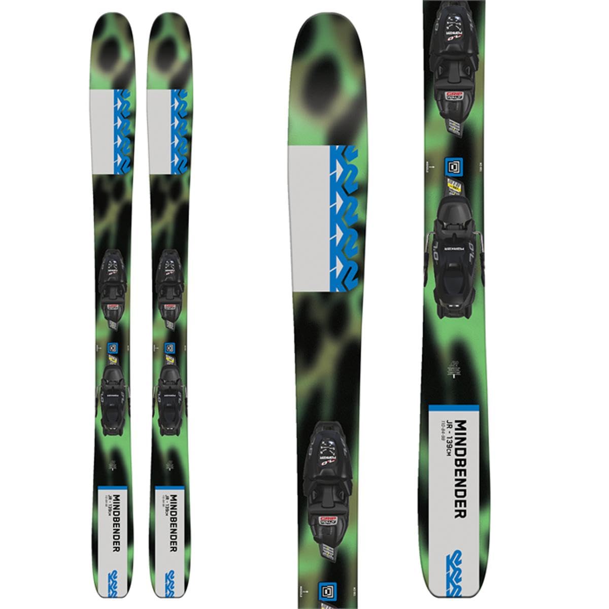 **2023 K2 Mindbender Jr Skis for Kids with Marker 7.0 FDT Bindings - Perfect for Young Skiers on Slopes & Family Trips**