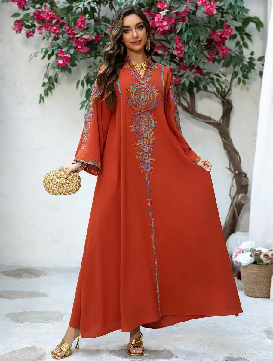 Elegant Eid Jalabiya Caftan Dress for Women - Traditional Embroidered Kaftan Gown - Perfect for Eid Celebrations, Weddings & Special Occasions