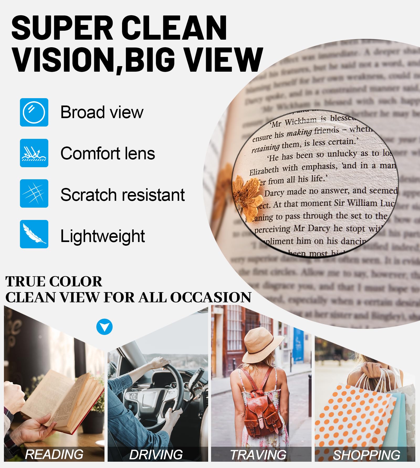 OCCI CHIARI Oversized Reading Glasses for Women - Fashionable Large Frame Readers with Blue Light Blocking - Perfect for Reading, Computer Work & Book Lovers