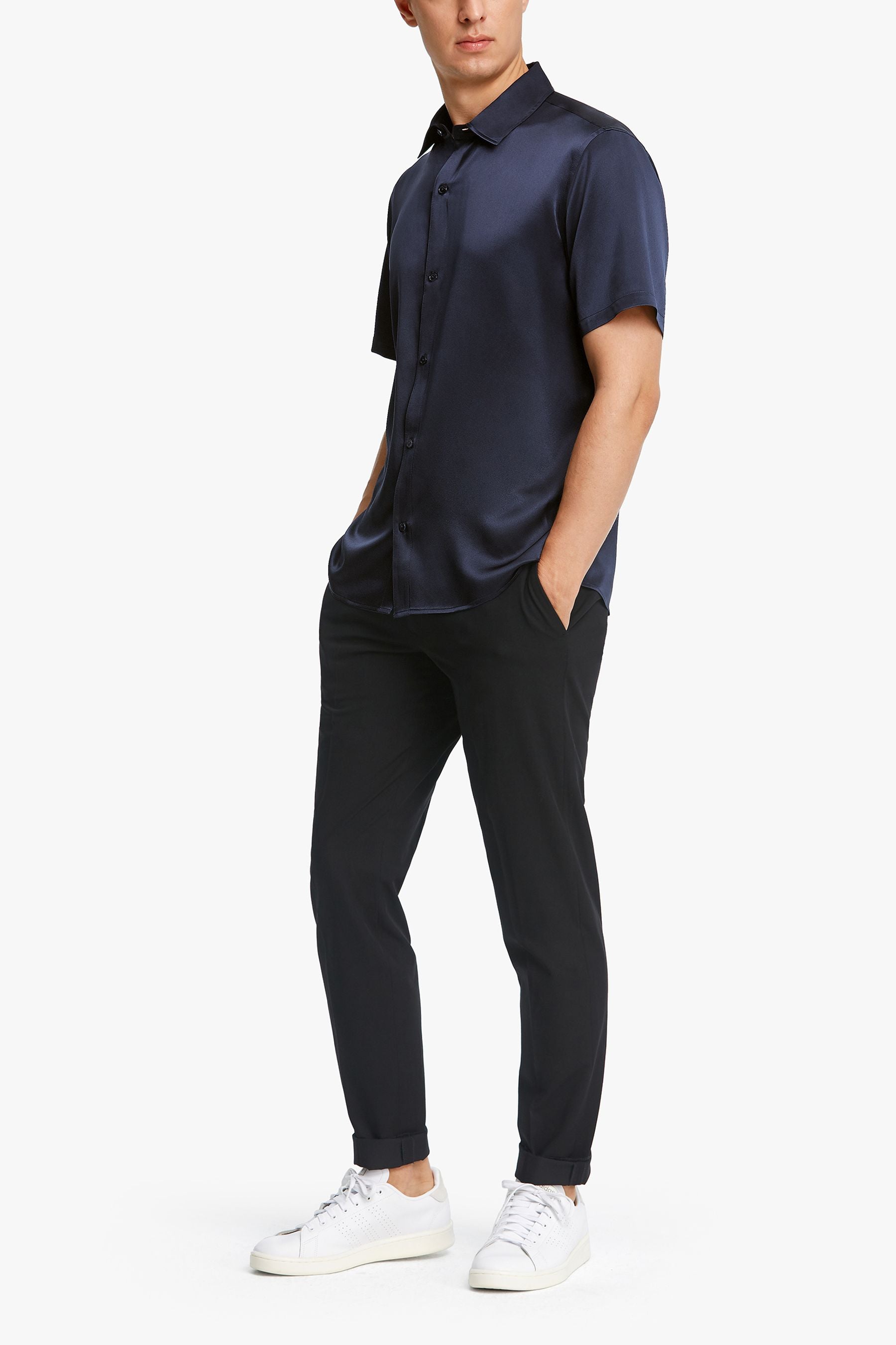 Premium Men's Short Sleeve Silk Shirt - Breathable & Comfortable Summer Business Casual Wear for Office & Outdoor Events