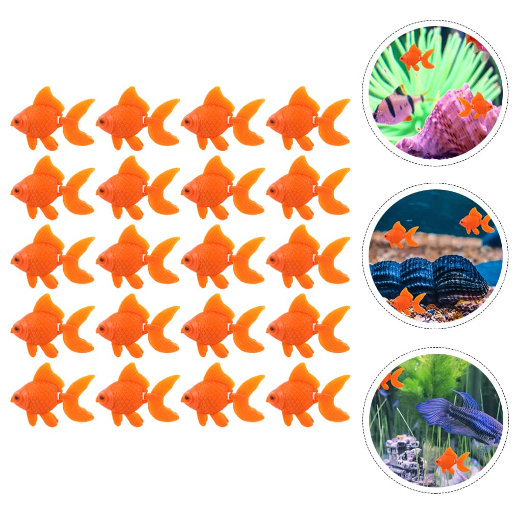 POPETPOP 50Pcs Realistic Artificial Goldfish - Floating Plastic Fake Fish Decor for Aquarium, Fish Tank, Pond | Vibrant Orange Moving Fish for Home Decor, Party Centerpieces & Water Feature Accents