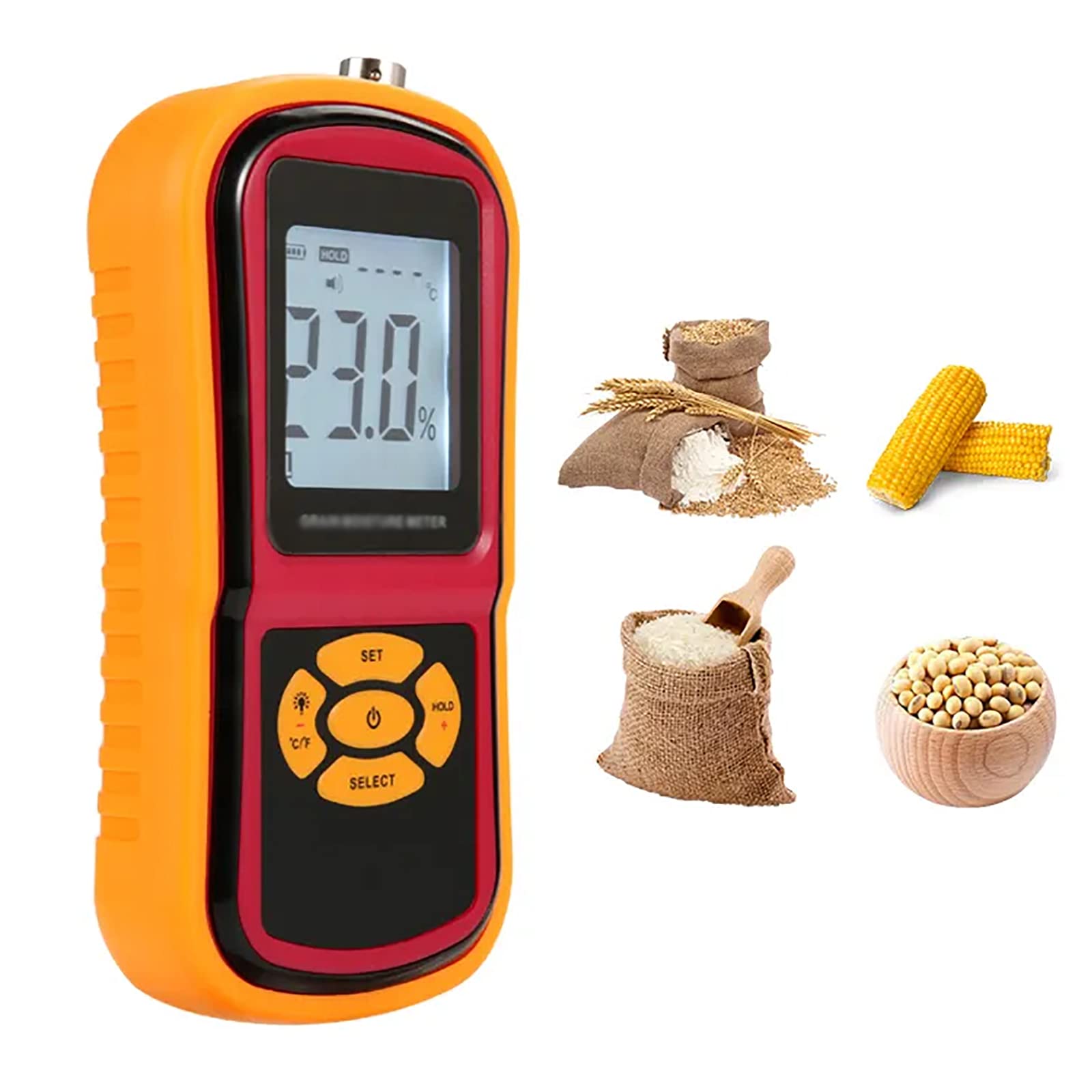 LBMED Grain Moisture Density Tester - Digital Food Water Activity Meter with Temperature Sensor, 14 Measurement Modes (5%-30% Range) for Home, Farm & Agriculture Use - Perfect for Wheat, Rice, Corn Quality Testing