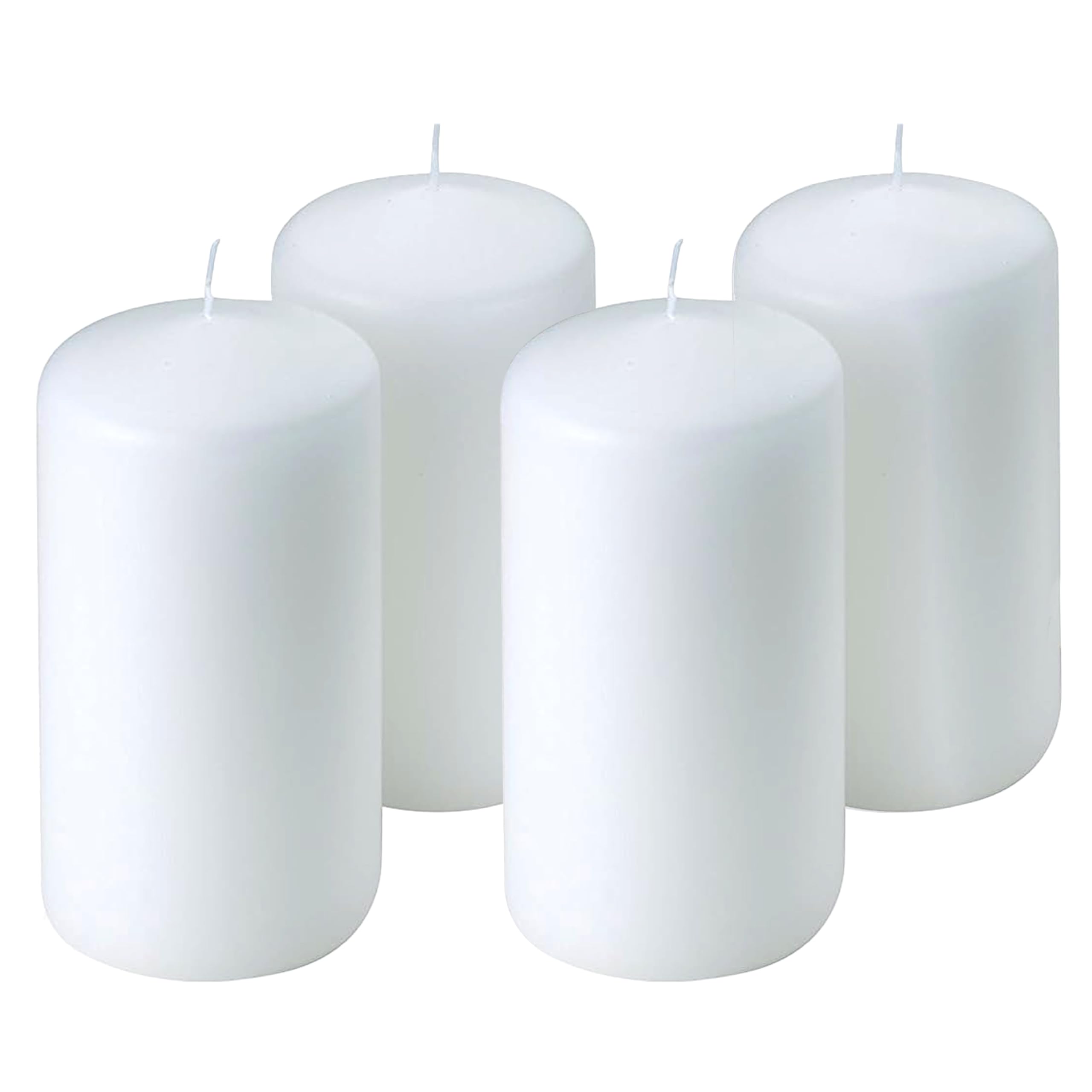 Unscented Pillar Candles Set of 4 - 3x6 Inch Vanilla Scented Slow Burning Candles for Wedding Decorations, Table Centerpieces, Romantic Dinners & Home Decor - Large White Pillar Candles by PARNOO