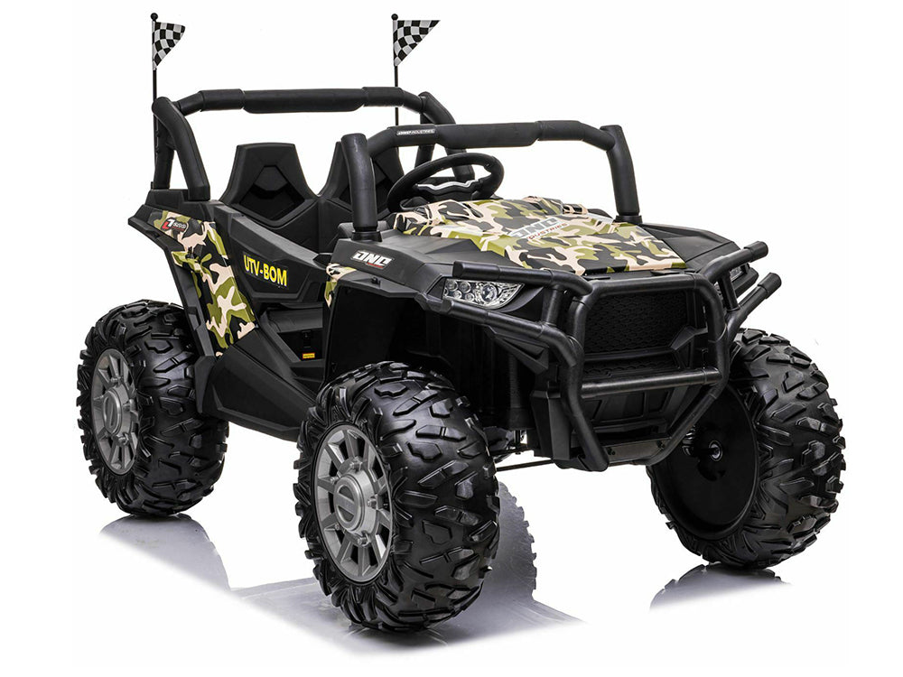 24V Kids Ride On UTV Buggy - Bom Adventure Off-Road Electric Car for Children | Camo Design | Outdoor Play, Backyard Fun & Off-Road Adventures
