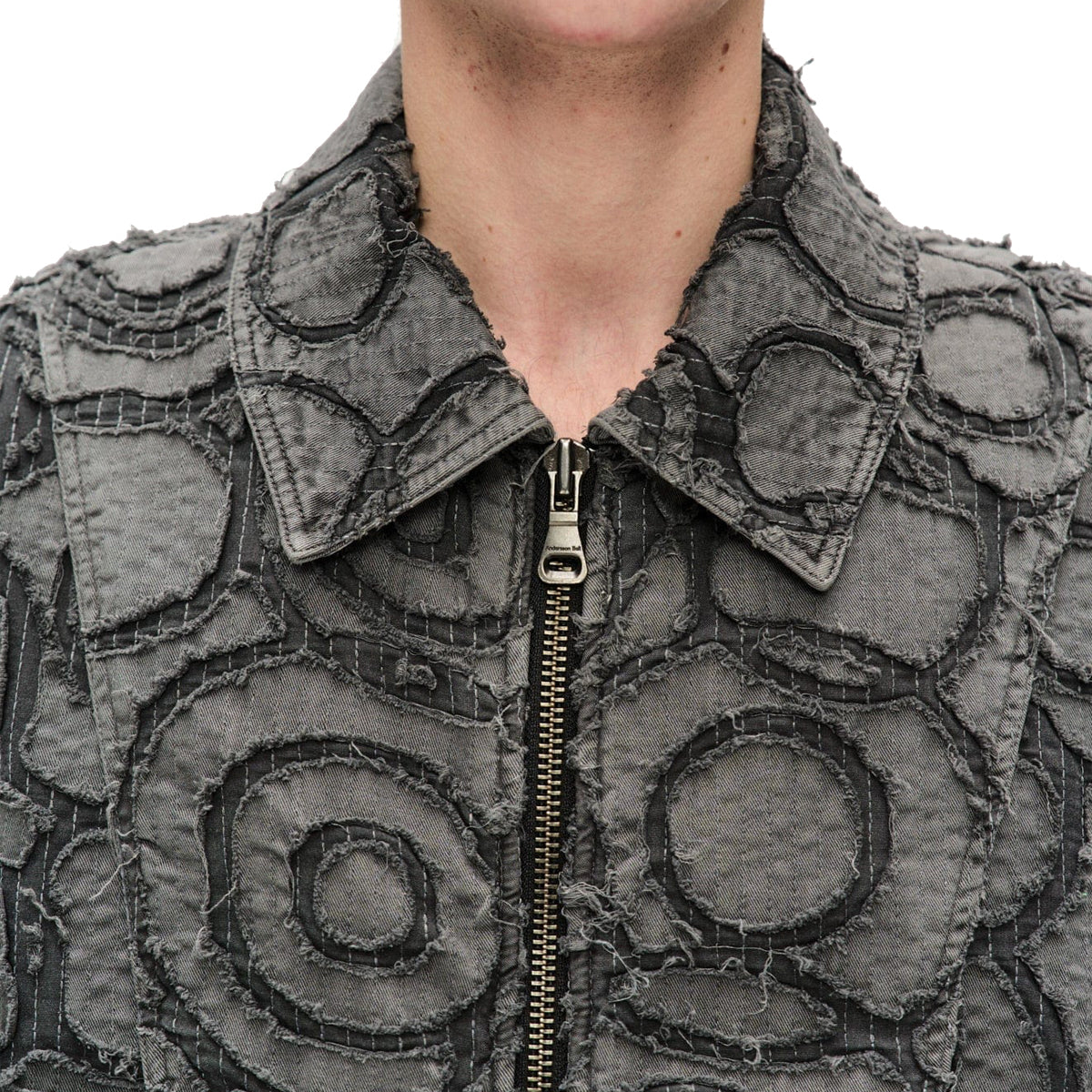 Vintage Burn Out Dyed Zip Up Jacket for Men & Women - Charcoal Gray Distressed Style | Perfect for Casual Outfits, Streetwear & Fall Layering