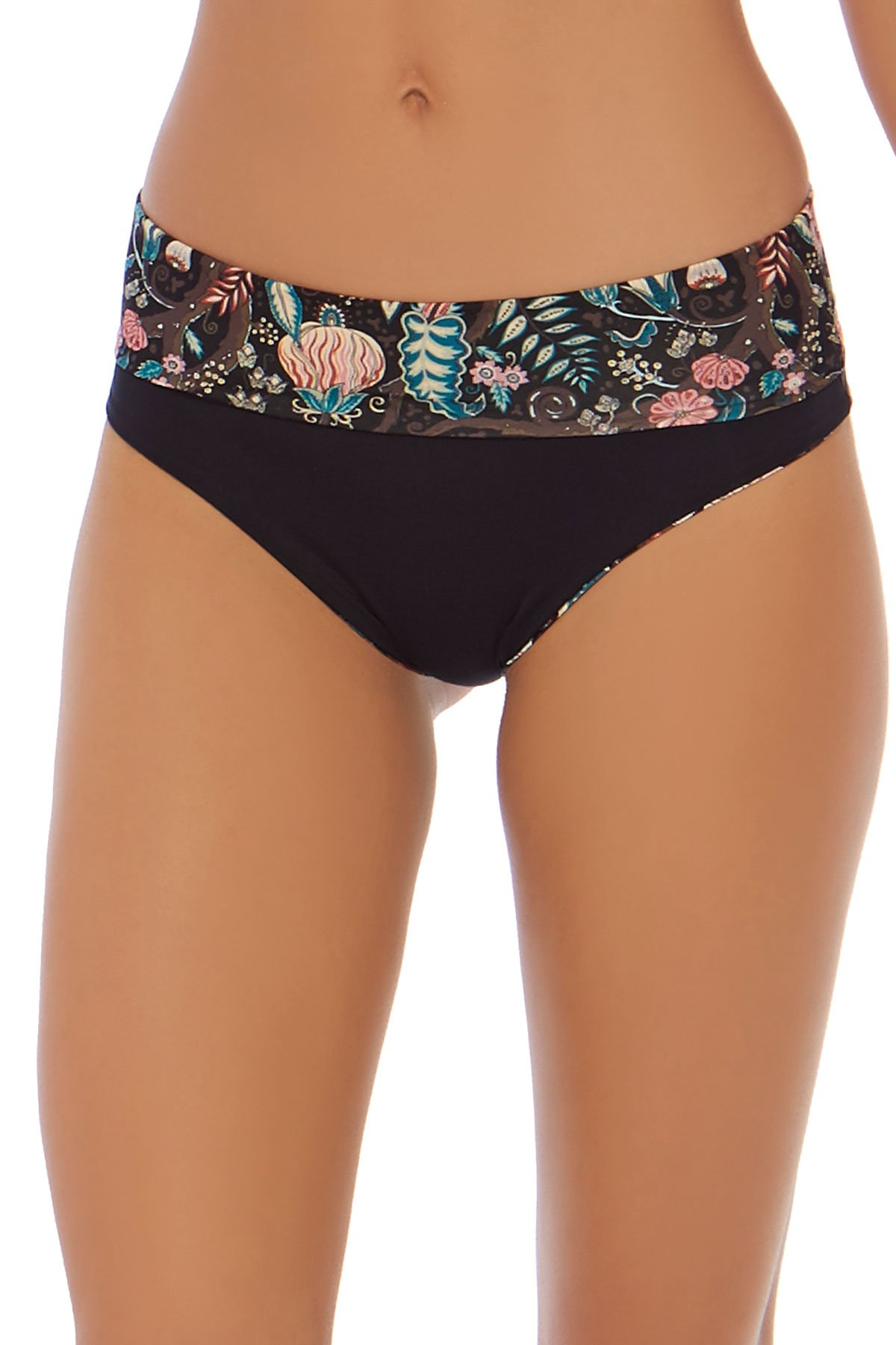 LSpace Women's Liberty Floracopa High Waist Bikini Bottom - Black - Size M | Sexy High Waisted Swimwear for Beach, Pool & Vacation