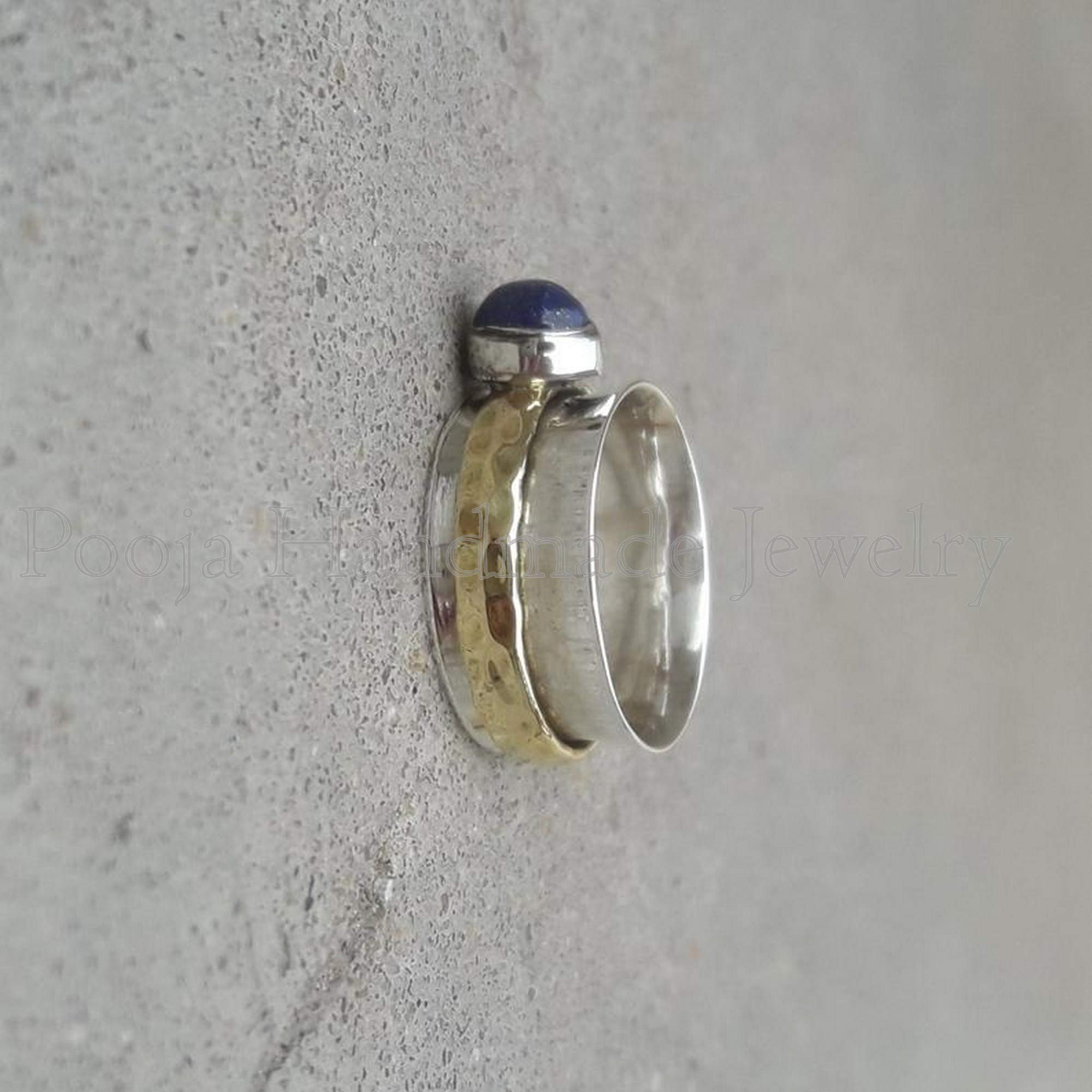 Handmade Lapis Lazuli Spinner Ring - 925 Sterling Silver Meditation & Anxiety Relief Ring for Stress - Boho Fidget Jewelry for Women - Perfect for Yoga, Meditation & Everyday Wear