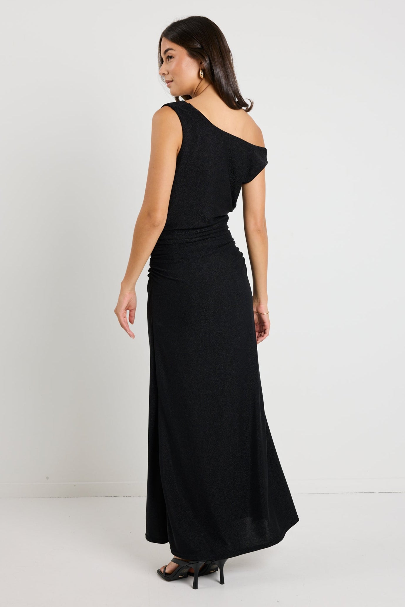 Swift Black Shimmer Jersey Reversible Sleeveless Maxi Dress for Women - Elegant Summer Beach Cover Up & Evening Party Wear