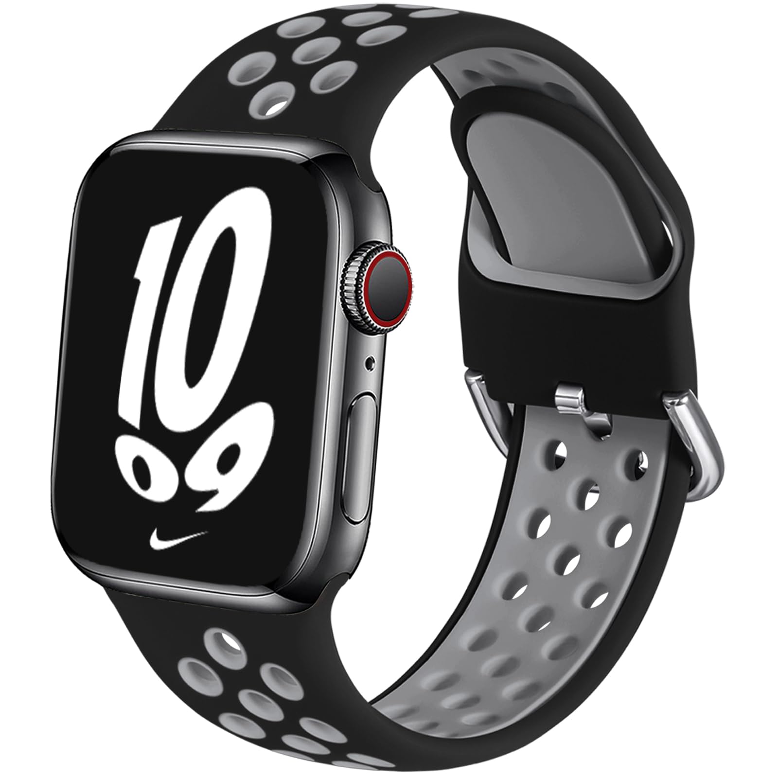 Premium Soft Silicone Apple Watch Bands 38mm/40mm/41mm/42mm/44mm/45mm - Compatible with iWatch Series SE/7/6/5/4/3/2/1 - Sport Loop Replacement Strap for Men & Women (Black/Gray, M/L) - Perfect for Running, Gym Workouts & Daily Wear