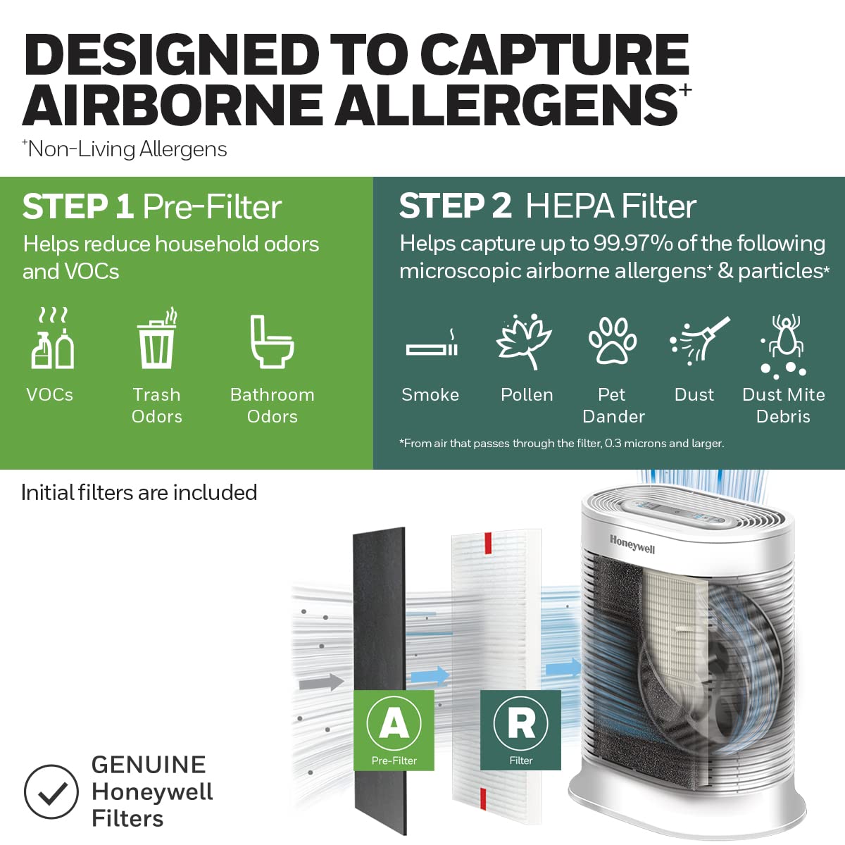 Honeywell HPA304 AllergenPlus HEPA Air Purifier for Extra Large Rooms - Removes 99.97% of Allergens, Smoke, Wildfire Smoke, Pollen & Pet Dander - White Air Cleaner for Home, Office & Bedroom - Ideal for Allergy & Asthma Relief