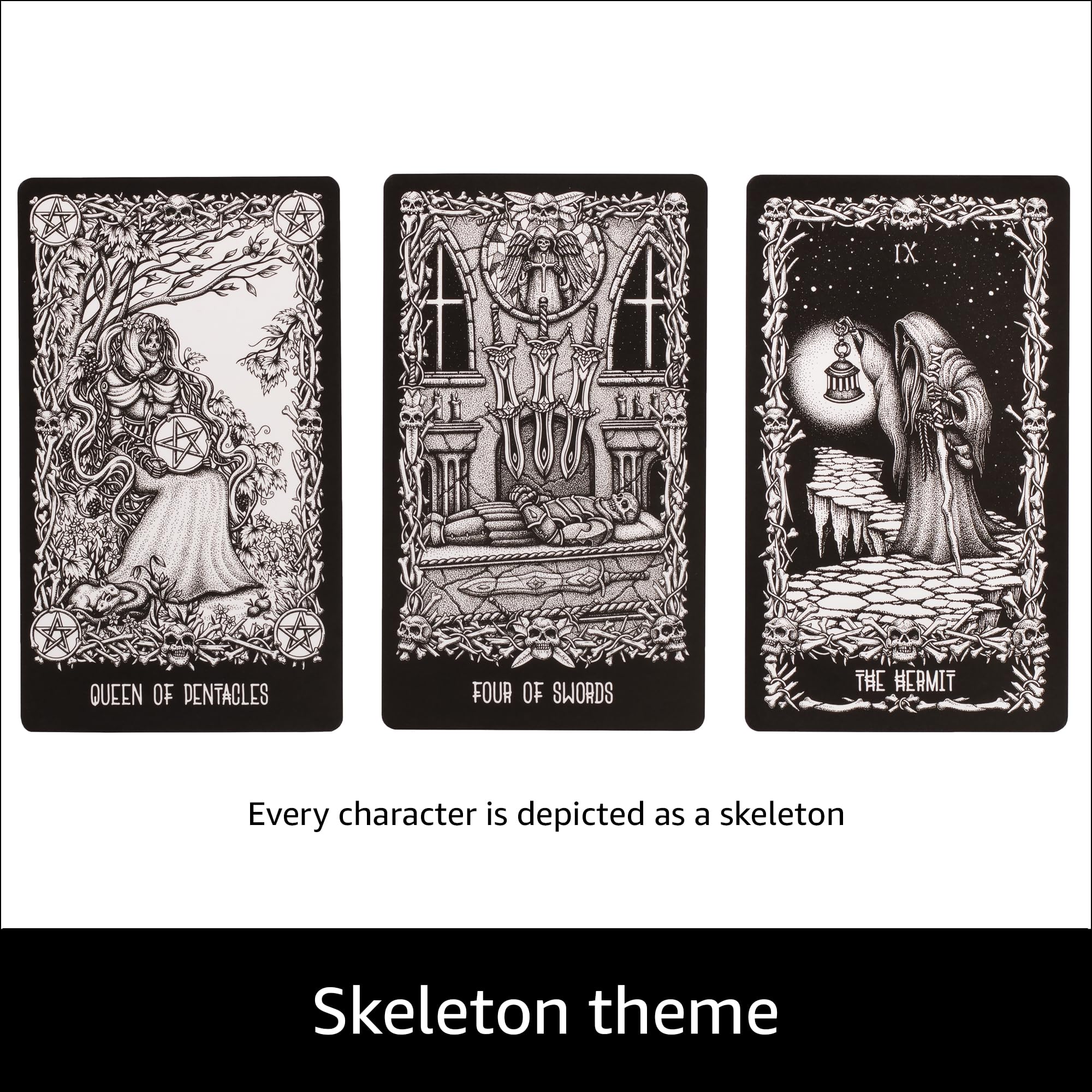 Darkside Skeleton Tarot Cards Deck - Gothic Occult Divination Set for Fortune Telling, Halloween Decor & Witchy Aesthetic | Perfect for Psychic Readings, Altar Decor & Spiritual Gifts