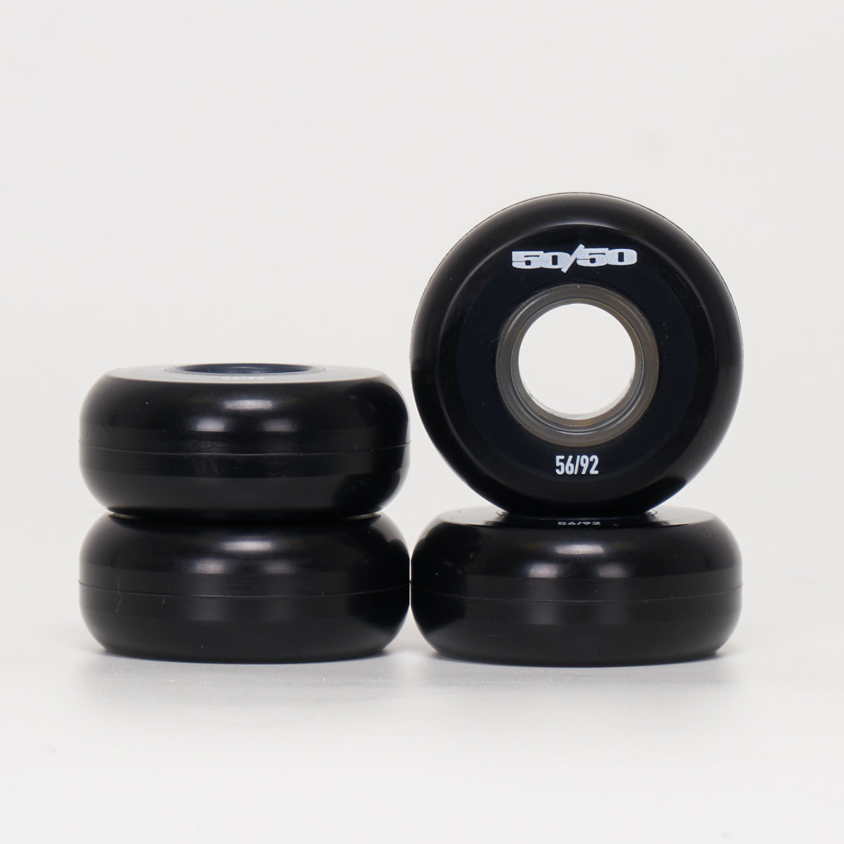 Fifty 50 56mm 92a Skateboard Wheels - High Performance Black Urethane Wheels for Street & Park Skating - Perfect for Cruising, Tricks & Smooth Rides