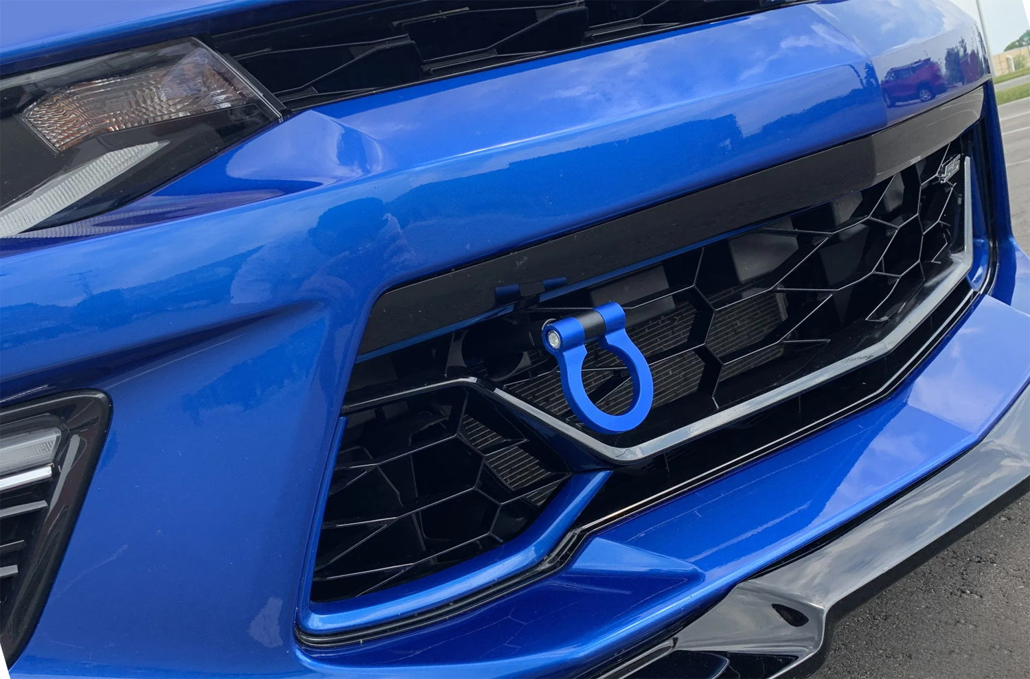 Blue Aluminum Racing Tow Hook Ring for 2016-2023 Chevy Camaro 6th Gen - Track Accessory for Enhanced Vehicle Safety & Style