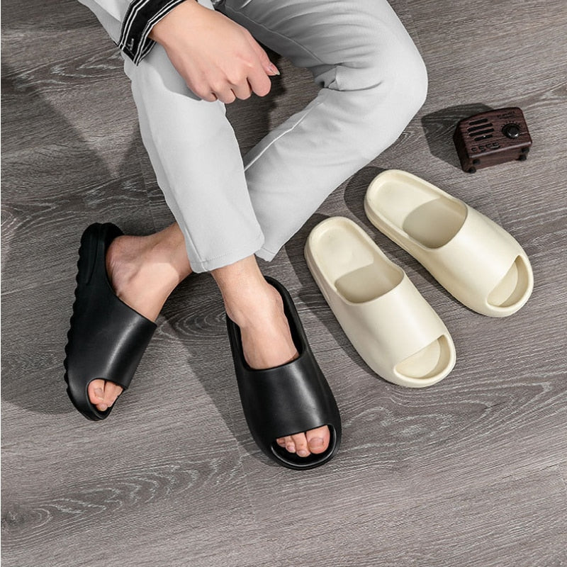 Trendy Designer Slides for Men & Women - Thick Printed Graffiti Unisex Flip Flops, Summer House Slippers with Platform Sole | Perfect for Beach, Pool, and Outdoor Relaxation
