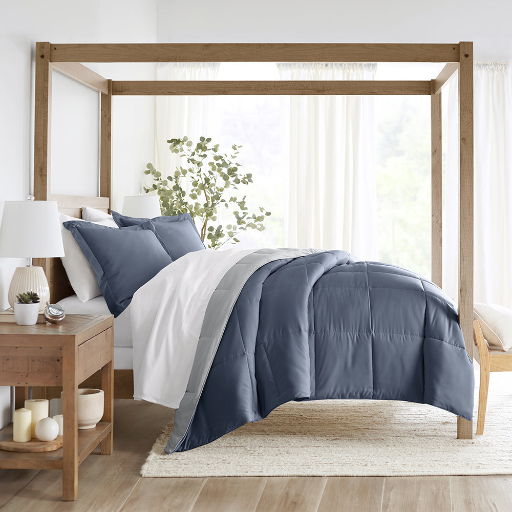 Reversible Down Alternative Comforter Set - All Season Hypoallergenic Bedding with Duvet Cover - Perfect for Master Bedroom, Guest Room & Dorm Use