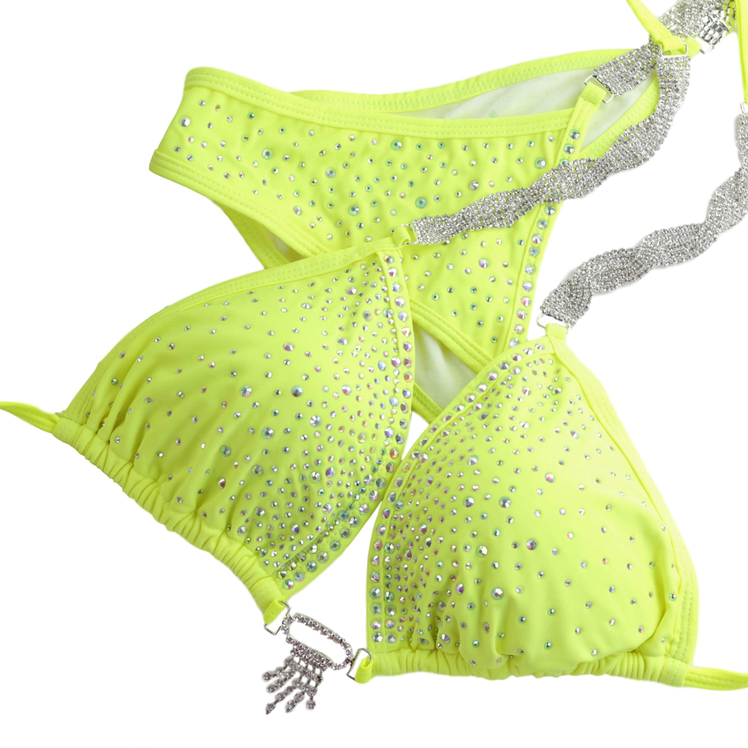 IFBB Competition Bikini Suit - High-Quality Neon Yellow Designer NPC Swimsuit for Bodybuilding Shows | Perfect for Fitness Competitions & Beach Wear