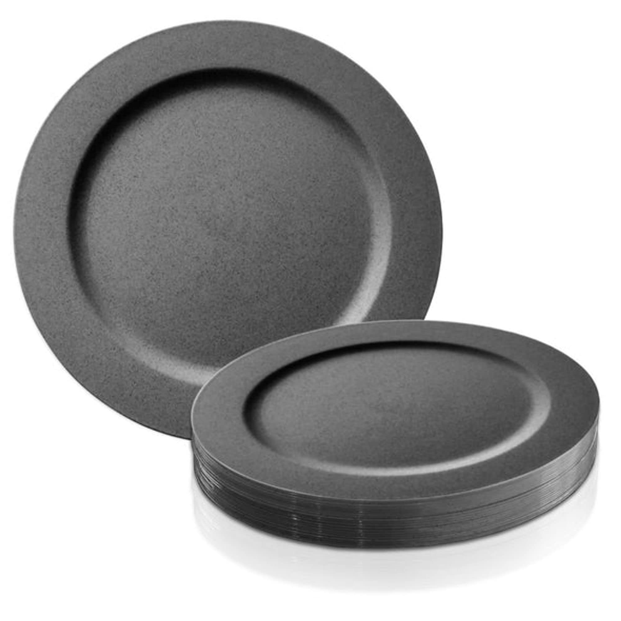 Elegant Disposable Plastic Party Dinnerware Set - Matte Dinner Plates, Salad Plates, Cutlery (Spoons, Forks, Knives) & Cups Bulk (120-Piece, Charcoal Gray) for Wedding, Birthday, BBQ, Picnic & All Special Occasions