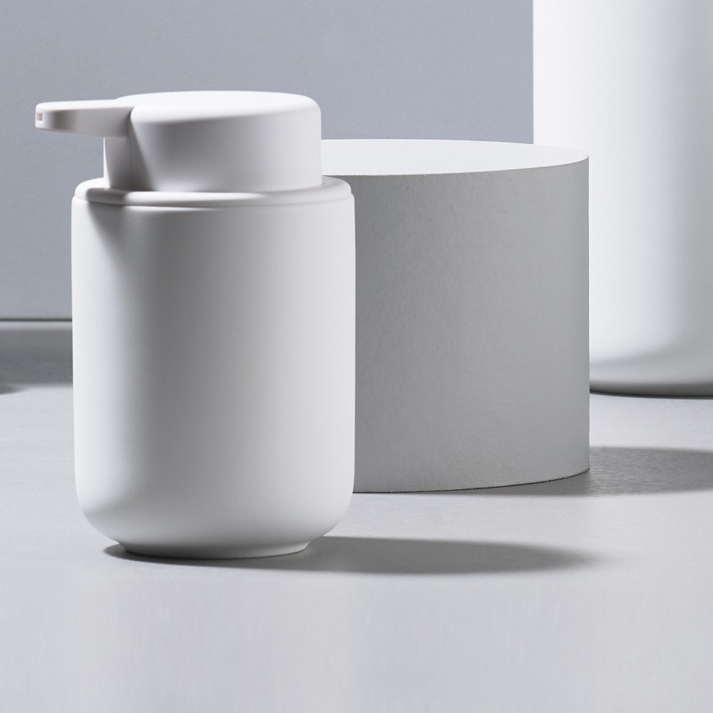 Zone Denmark Ume Soap Dispenser 250ml - Modern Soft Grey Bathroom Soap Pump (12.8cm Height) for Kitchen, Bathroom & Guest Washroom - Elegant Liquid Hand Soap Dispenser