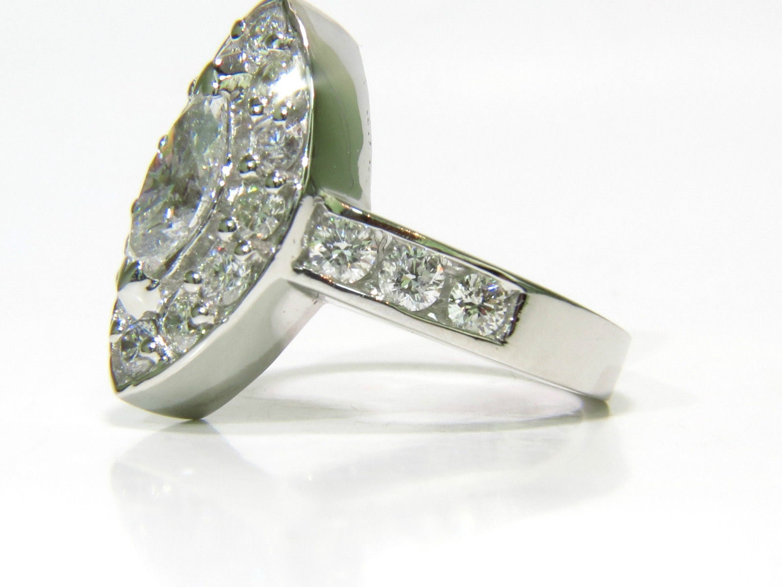 2.62 Carat Diamond Cluster Ring - Marquise & Round Cut 14K Gold Halo Engagement Ring for Women, Perfect for Weddings, Anniversaries & Special Occasions