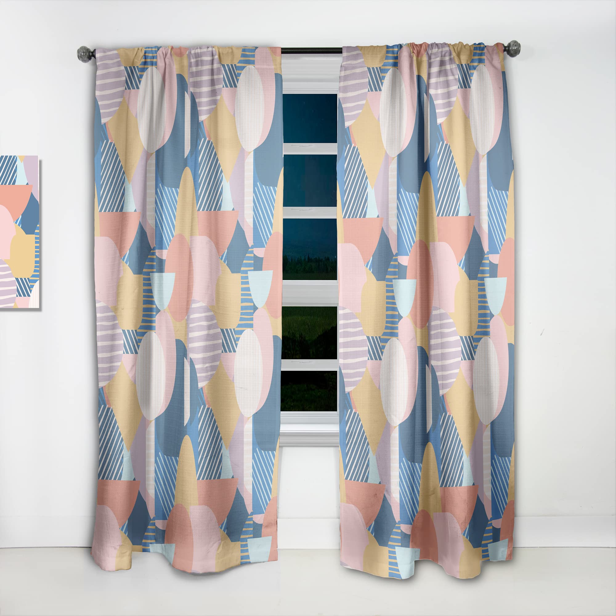 DesignQ Modern Geometric Pattern Thermal Insulated Curtains - Single Panel 52x63 Inch for Bedroom & Living Room - Blackout Drapes for Home Decor & Temperature Control