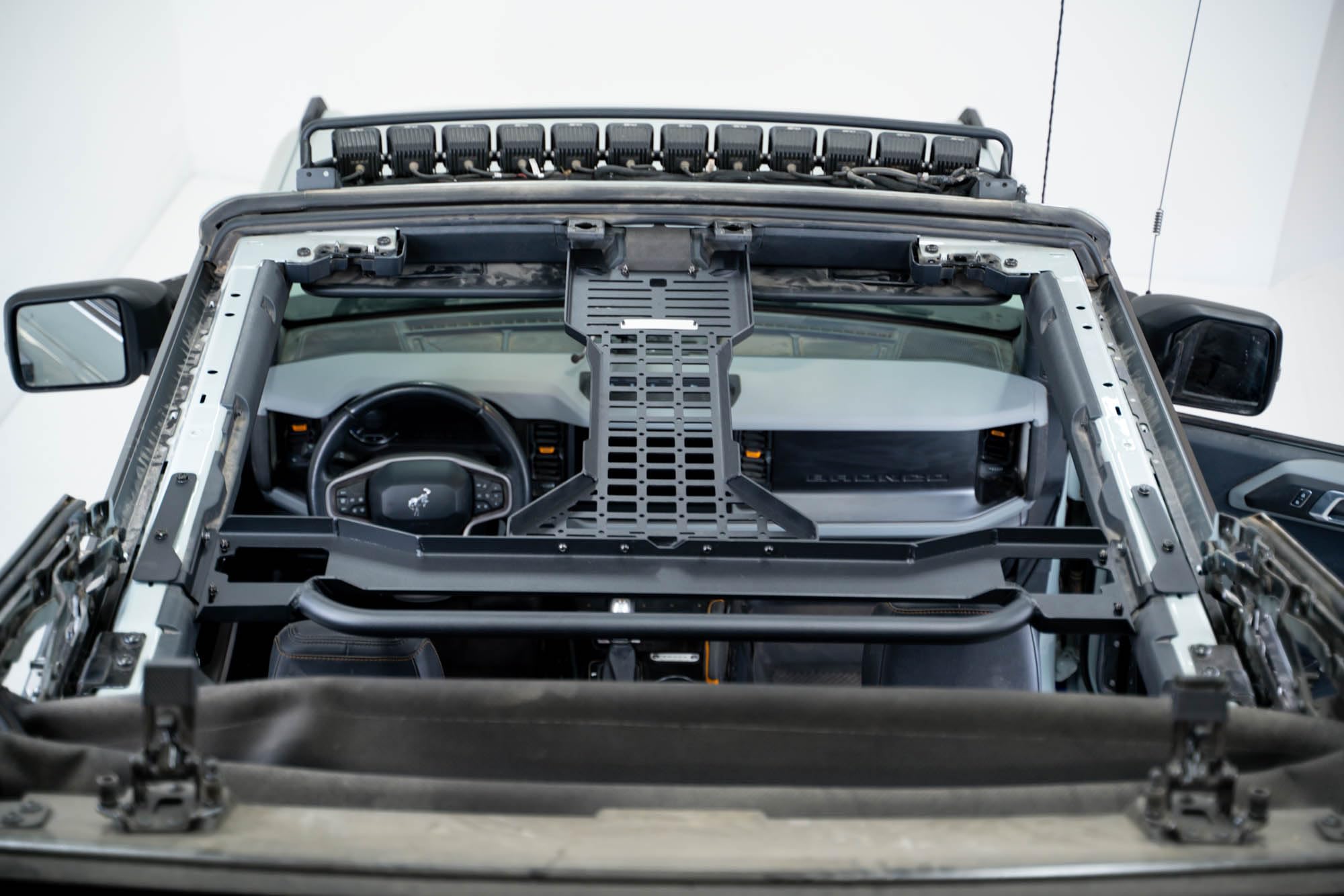 DV8 Offroad Overhead Molle Panel for 2021-2024 Ford Bronco 4-Door | Heavy-Duty MOLLE Storage System for Soft Top & Hard Top | Perfect for Organizing Gear, Radios, Holsters & Accessories | Rear Grab Handle Included | Ideal for Off-Roading & Adventure Trips