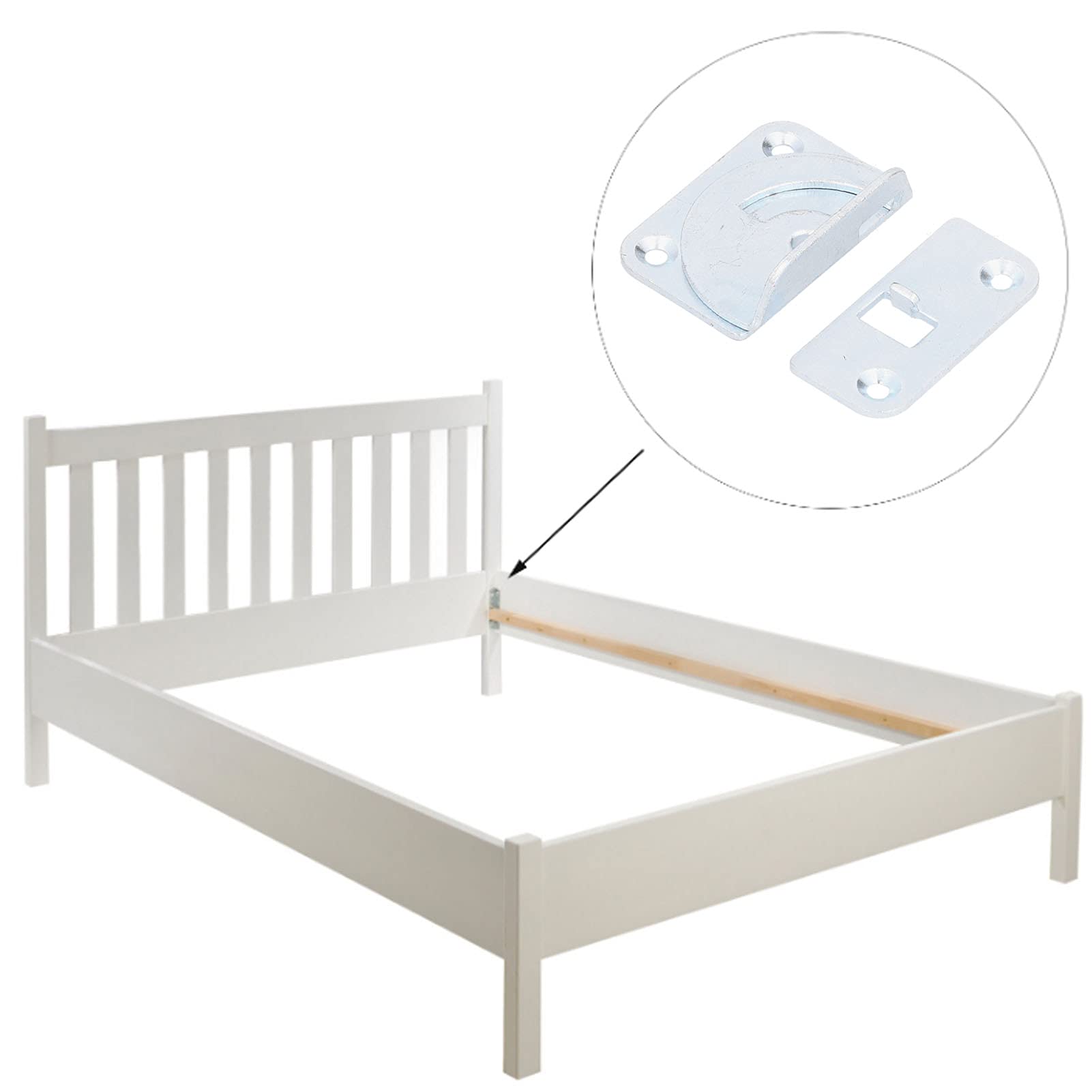 Heavy Duty Stainless Steel Bed Rail Brackets - 4PCS Bed Frame Fittings for Secure Support | Perfect for Bed Frame Assembly, Footrest Reinforcement & Furniture Repair