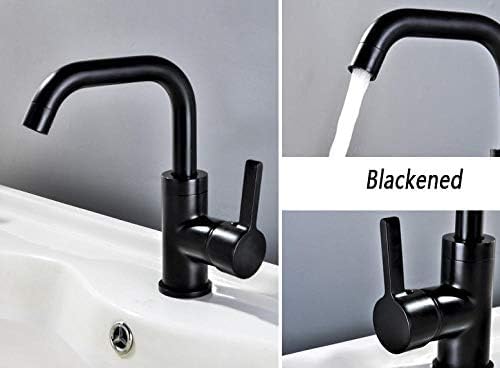 360° Rotating Deck Mounted Bathroom Sink Faucet - Single Handle Brushed Gold Basin Mixer Tap with Hot/Cold Water Control - Perfect for Modern Bathroom & Powder Room Renovations