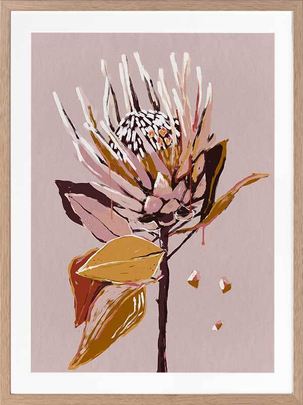 Blush Protea Framed Art Print - Pink Floral Wall Decor for Living Room, Bedroom & Office - Perfect for Home Decor & Gift Giving