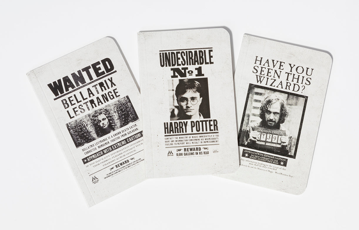 Harry Potter Wanted Posters Pocket Notebook Set of 3 - Collectible Mini Journals for Fans, School, Office & Travel Note Taking