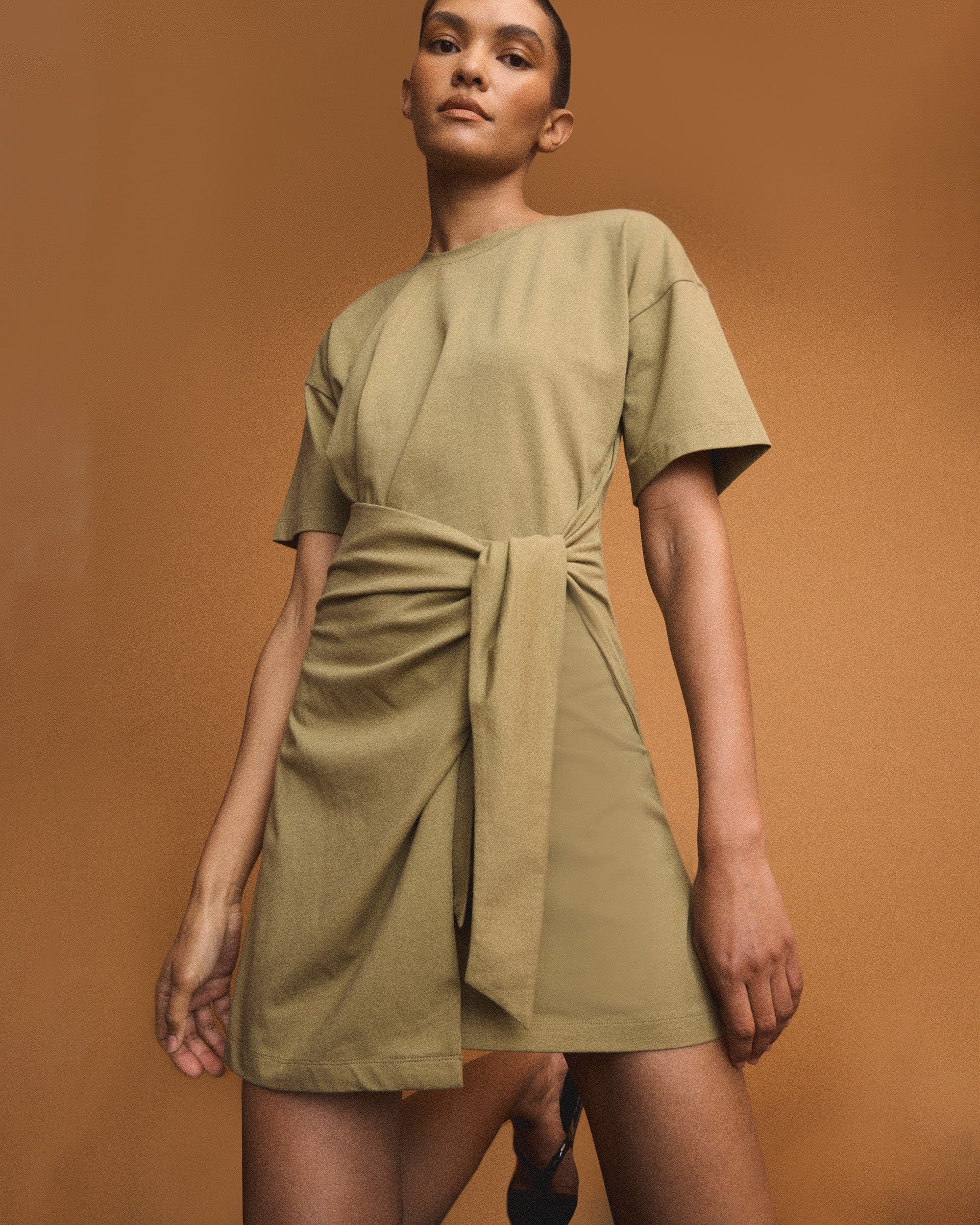 Fallon Organic Cotton Wrap Dress for Women - Soft, Comfortable & Stylish T-Shirt Dress for Casual Wear, Office & Summer Outfits
