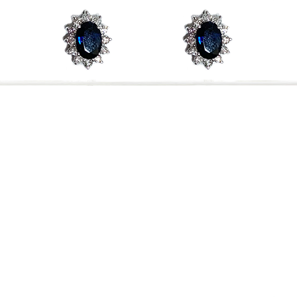 14K White Gold Sapphire Earrings for Women – Elegant Blue Gemstone Stud Earrings for Everyday Wear, Gift, Wedding & Special Occasions
