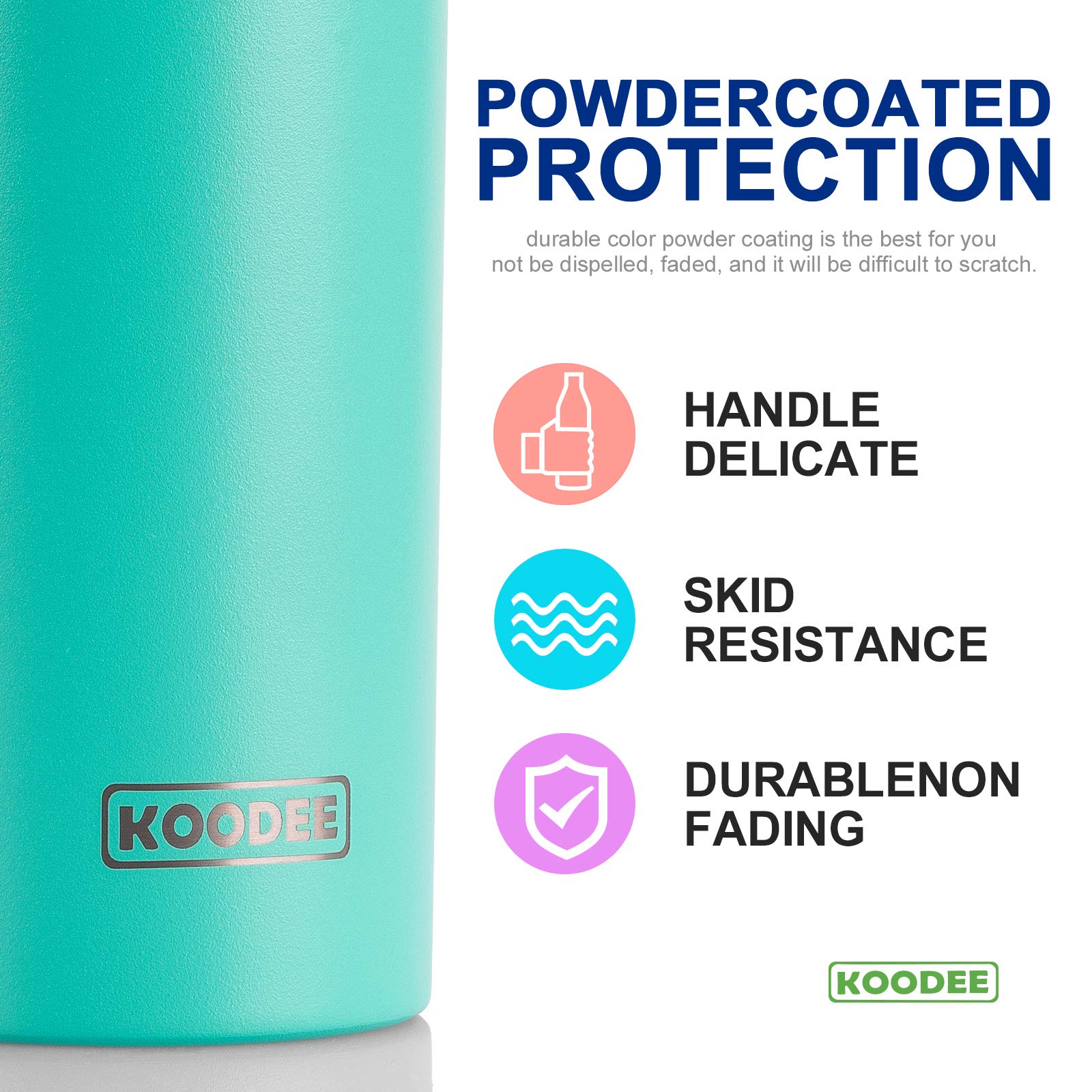 **KOODEE 20 oz Stainless Steel Skinny Tumbler (4 Pack) – Double Wall Insulated Water Cup with Lids, Straws & Brush – Teal & Pink (2 Each) – Perfect for Gym, Office & Travel**