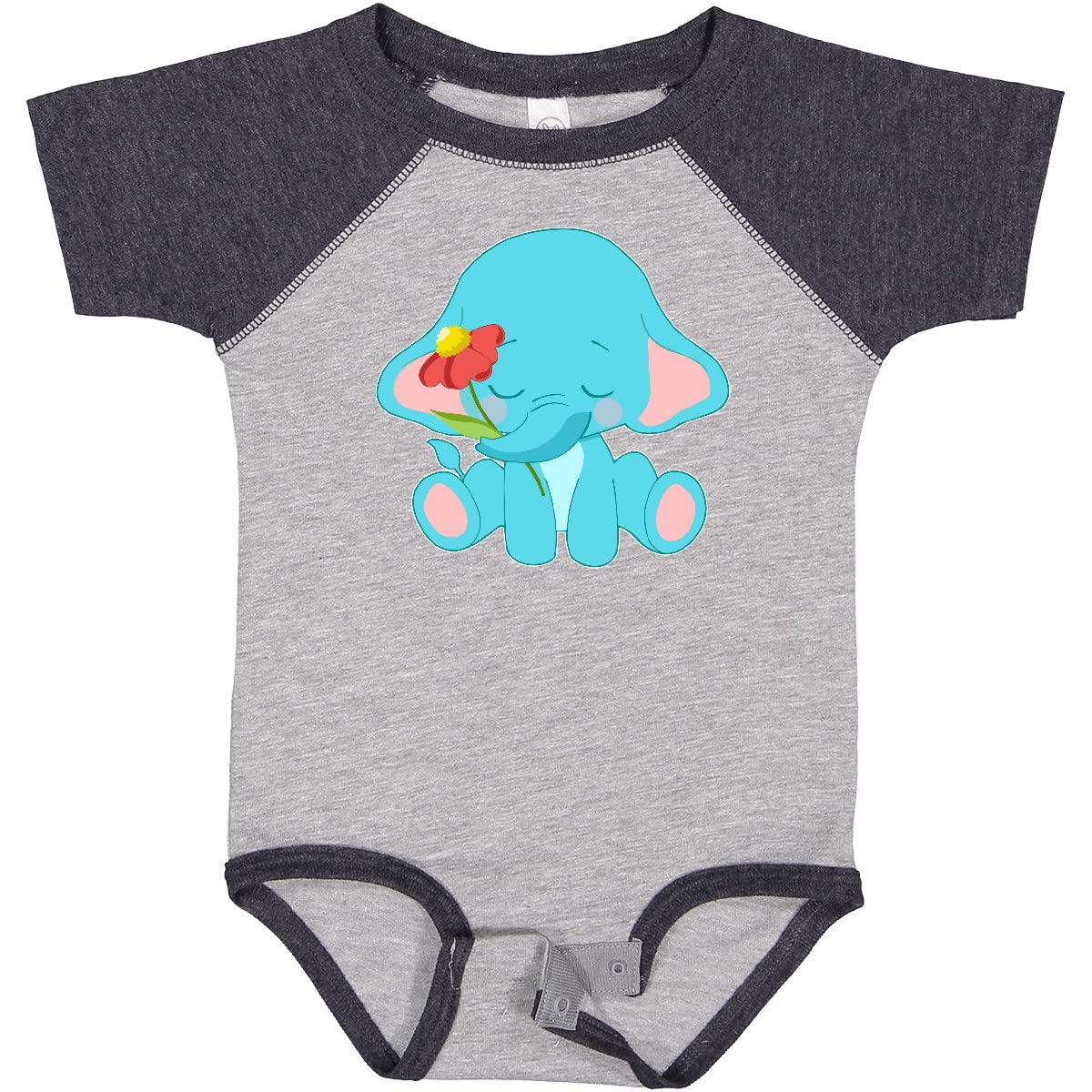 Inktastic Cute Baby Elephant with Flower Baby Bodysuit - Soft Cotton Infant Onesie for Newborns & Toddlers - Perfect for Playdates, Baby Showers & Photo Shoots