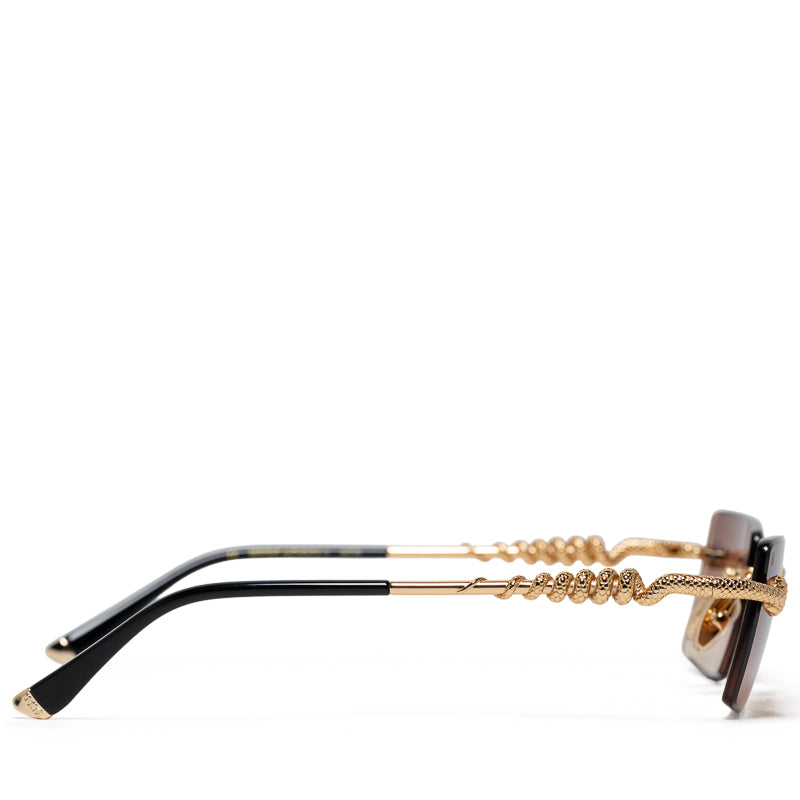 James Oro Serpent Authentic Brown Tint Gold Sunglasses - Luxury Fashion Shades for Men & Women | Perfect for Outdoor Activities, Beach, and Driving