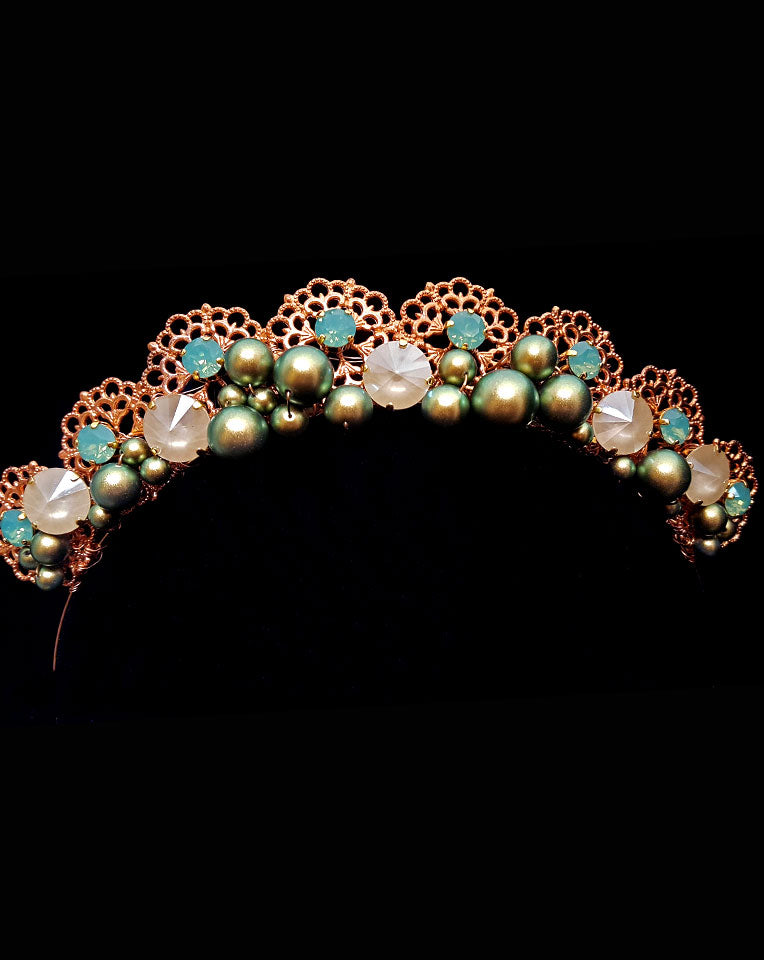 Elegant Rose Gold Pearl Crown Headband - Race Day Fascinator Hair Accessory by Kezani | Perfect for Weddings, Parties & Special Occasions