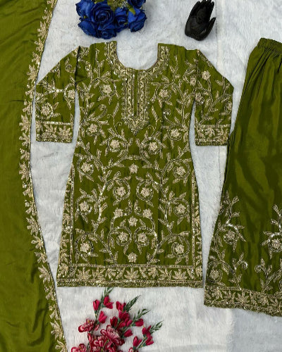 Elegant Parrot Green Wedding Sharara Palazzo Suit Set for Bride - Perfect for Indian, Pakistani & South Asian Weddings, Mehndi & Reception Ceremonies