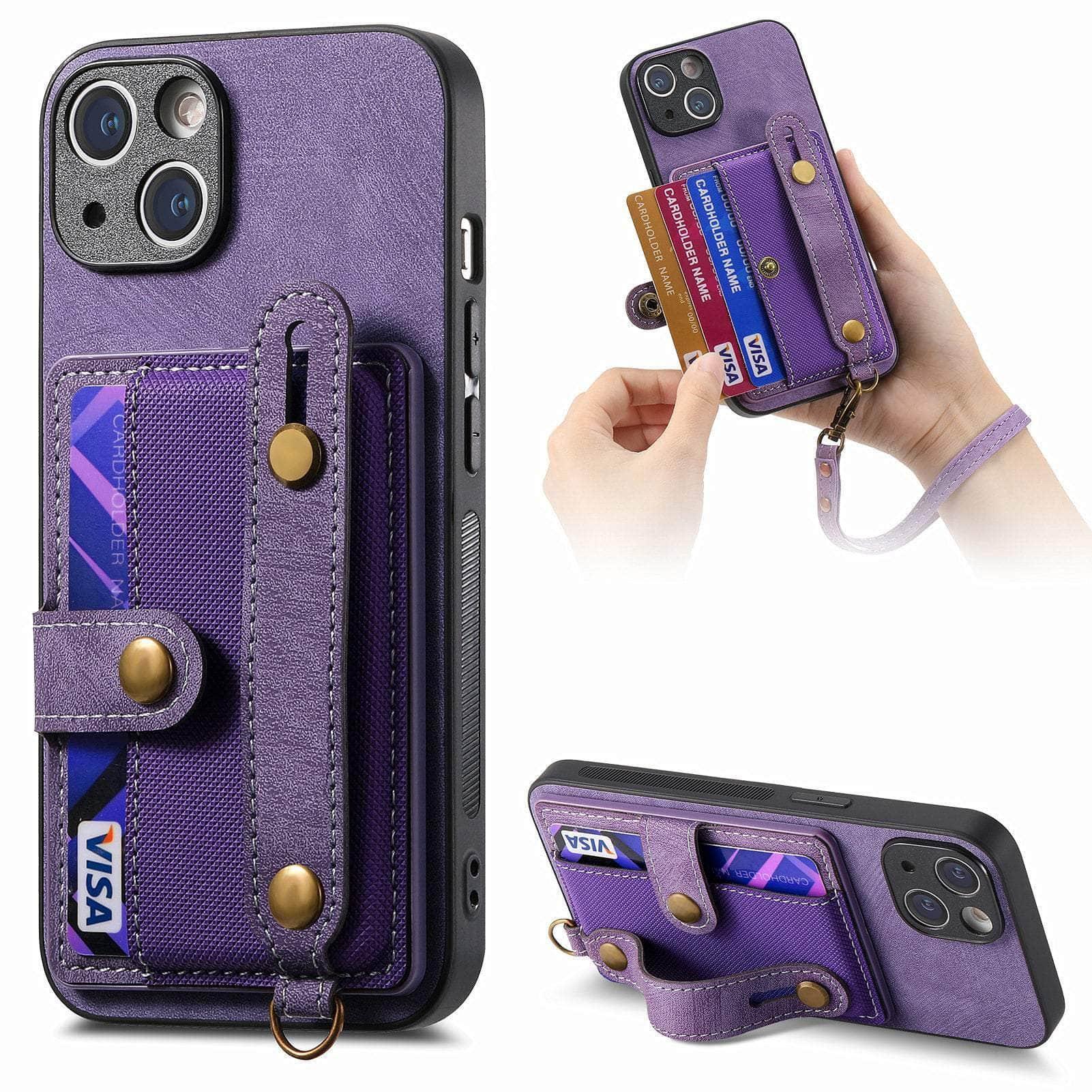 Vegan Leather iPhone 15 Plus Wallet Case with Card Holder - Slim Protective Cover for Everyday Use & Travel