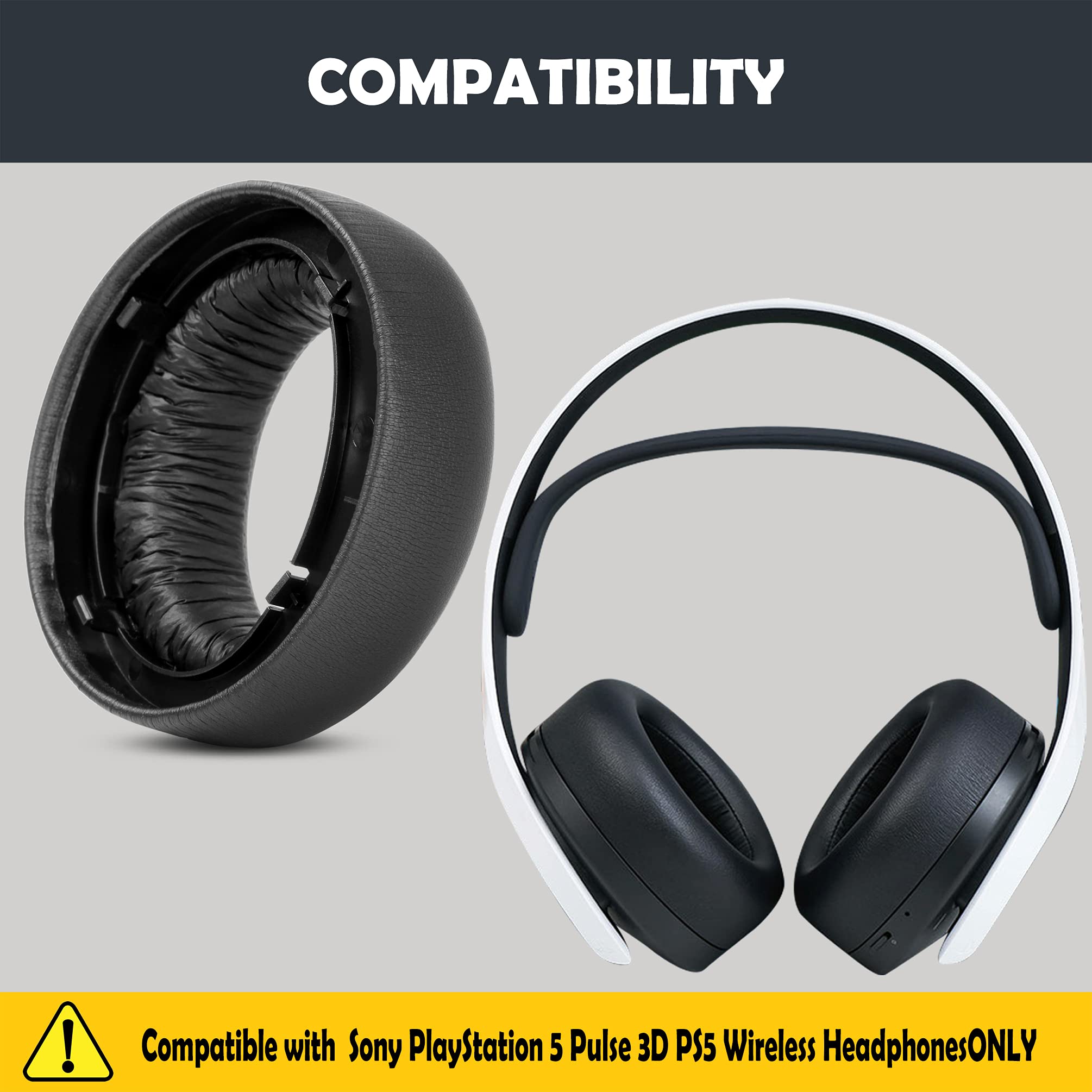 Premium Replacement Ear Pads for Sony PlayStation 5 Pulse 3D Wireless Headset - Soft Protein Leather & Memory Foam Cushions - Enhanced Comfort for Gaming, Music & Long Wear Sessions
