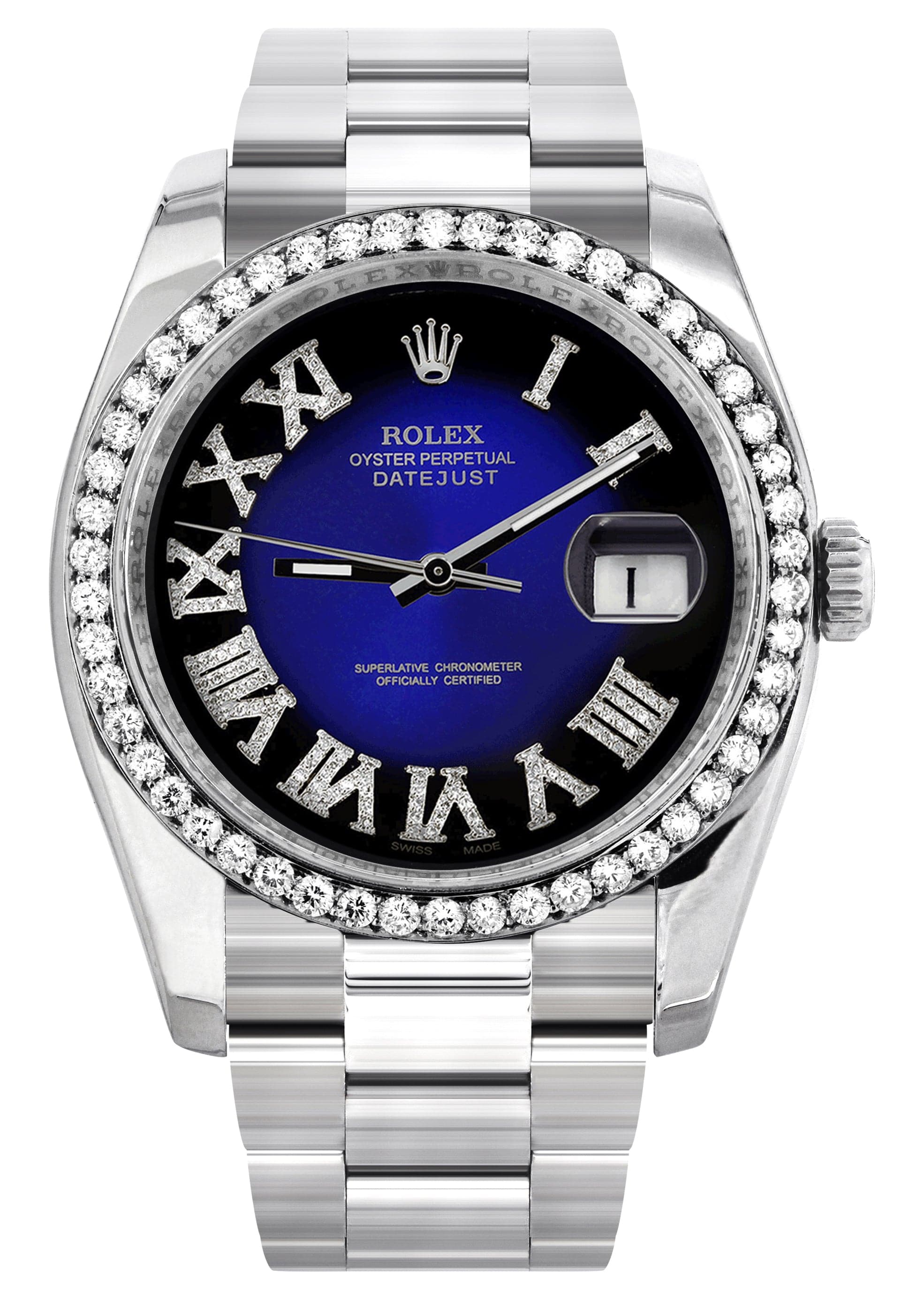 Rolex Datejust 36mm Men's Watch - Blue & Black Roman Dial, Oyster Bracelet - Luxury Automatic Timepiece for Business & Formal Occasions