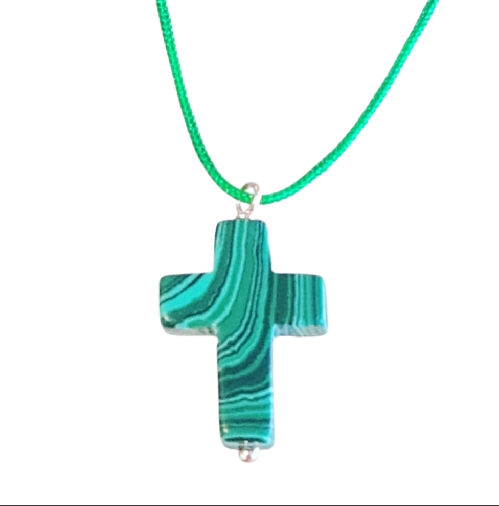 Melia Malachite Green Cross Necklace - Elegant Handmade Jewelry for Women, Sterling Silver Pendant with Genuine Malachite Stone, Perfect Gift for Christmas, Birthday & Special Occasions | Ideal for Church, Weddings & Everyday Wear